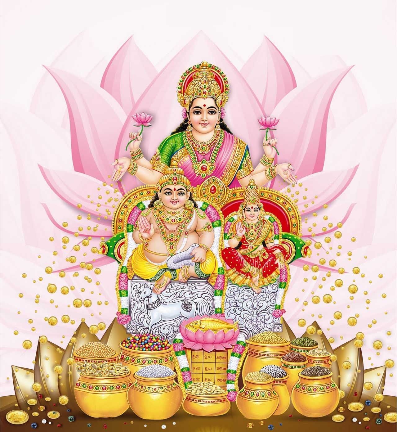 1280x1400 Goddess Lakshmi And Kubera, Phone