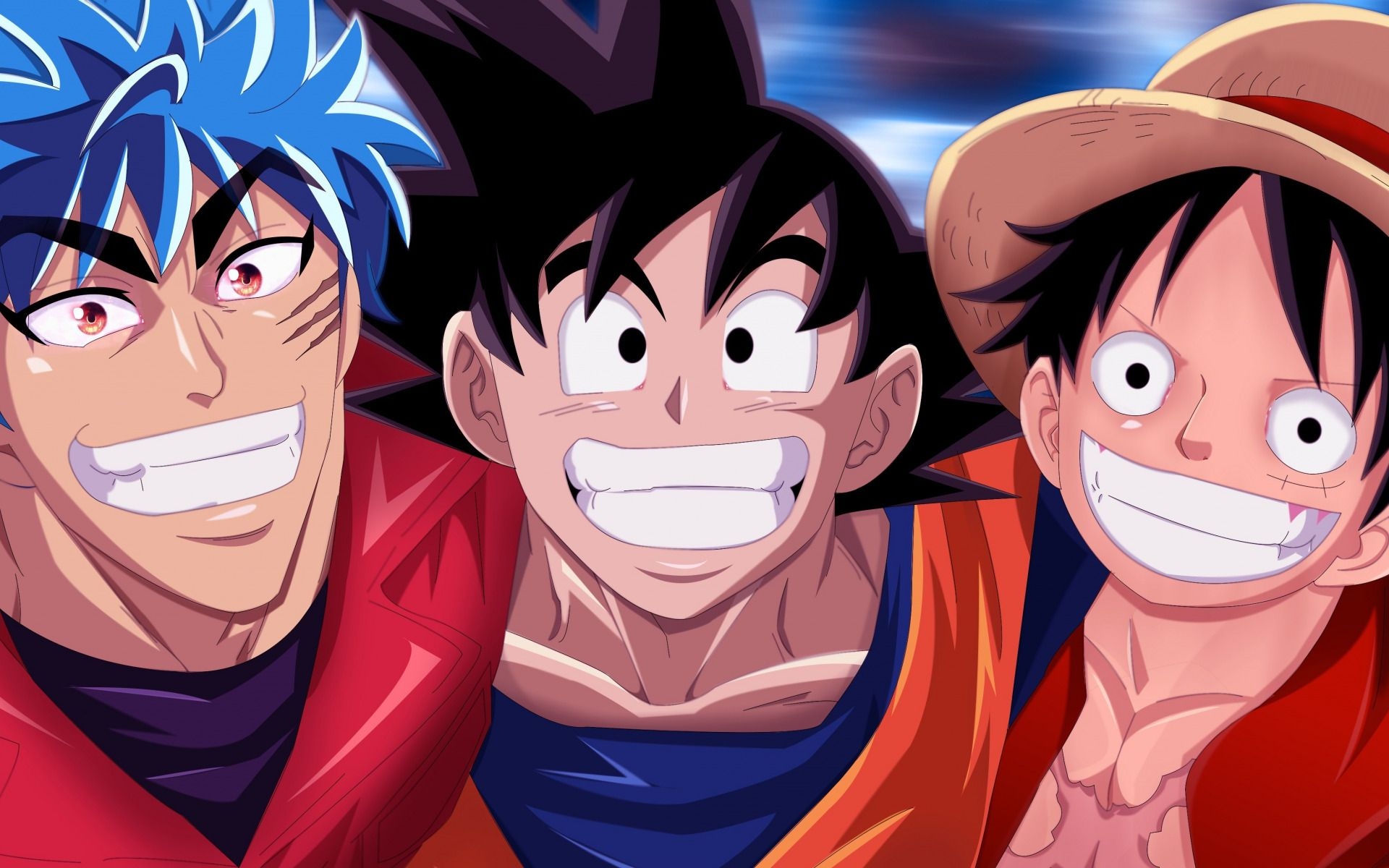 1920x1200 Download wallpaper wallpaper, game, fighter, One Piece, pirate, hat, smile, anime, crossover, captain, asian, manga, cook, japanese, Son Goku, kimono, section shonen in resolution, Desktop