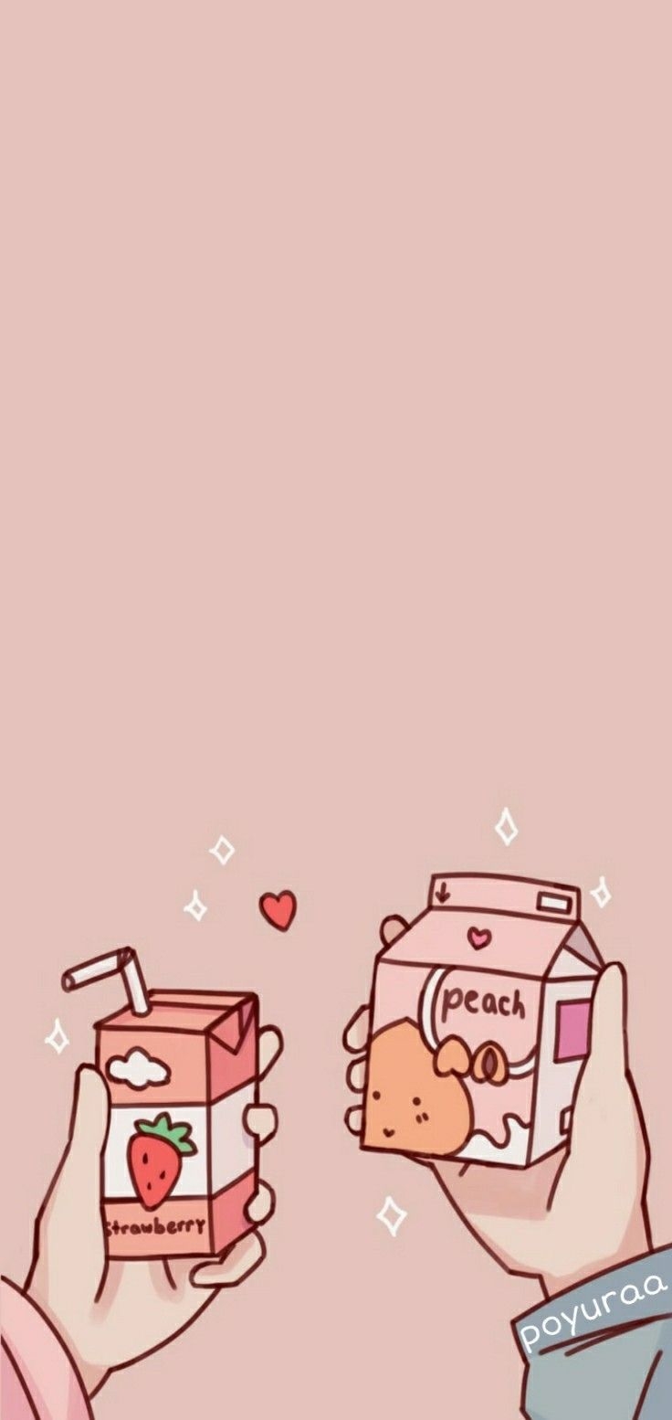 740x1560 Aesthetic Wallpaper Peach Strawberry Milk. Cute wallpaper for phone, Kawaii wallpaper, Soft wallpaper, Phone