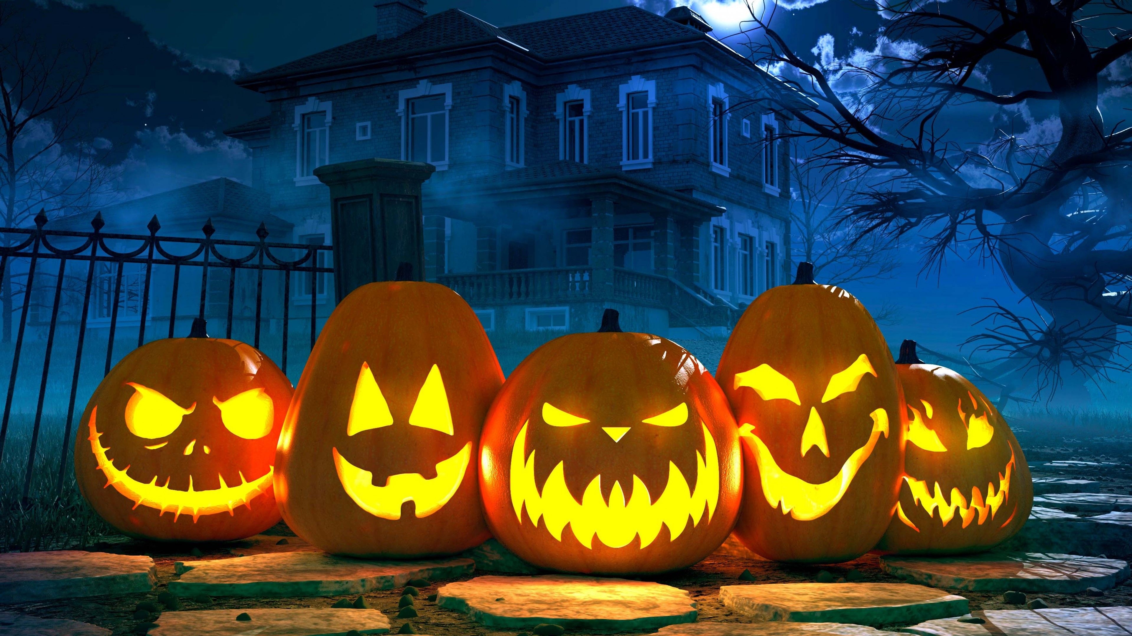 3840x2160 Wallpaper Halloween, pumpkin, 4k, Holidays, Desktop