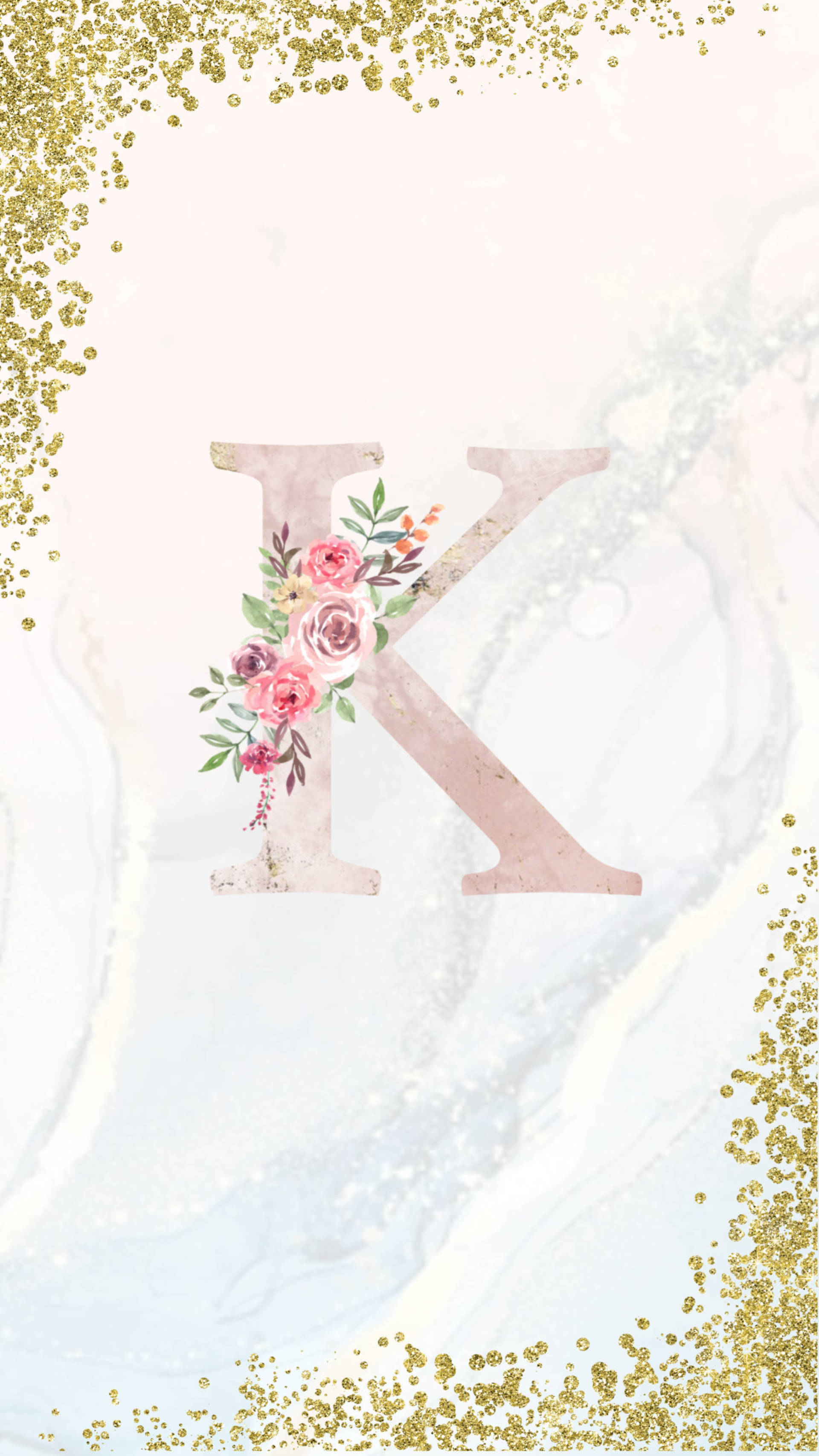 1920x3420 Download Letter K Glitter Design Wallpaper, Phone