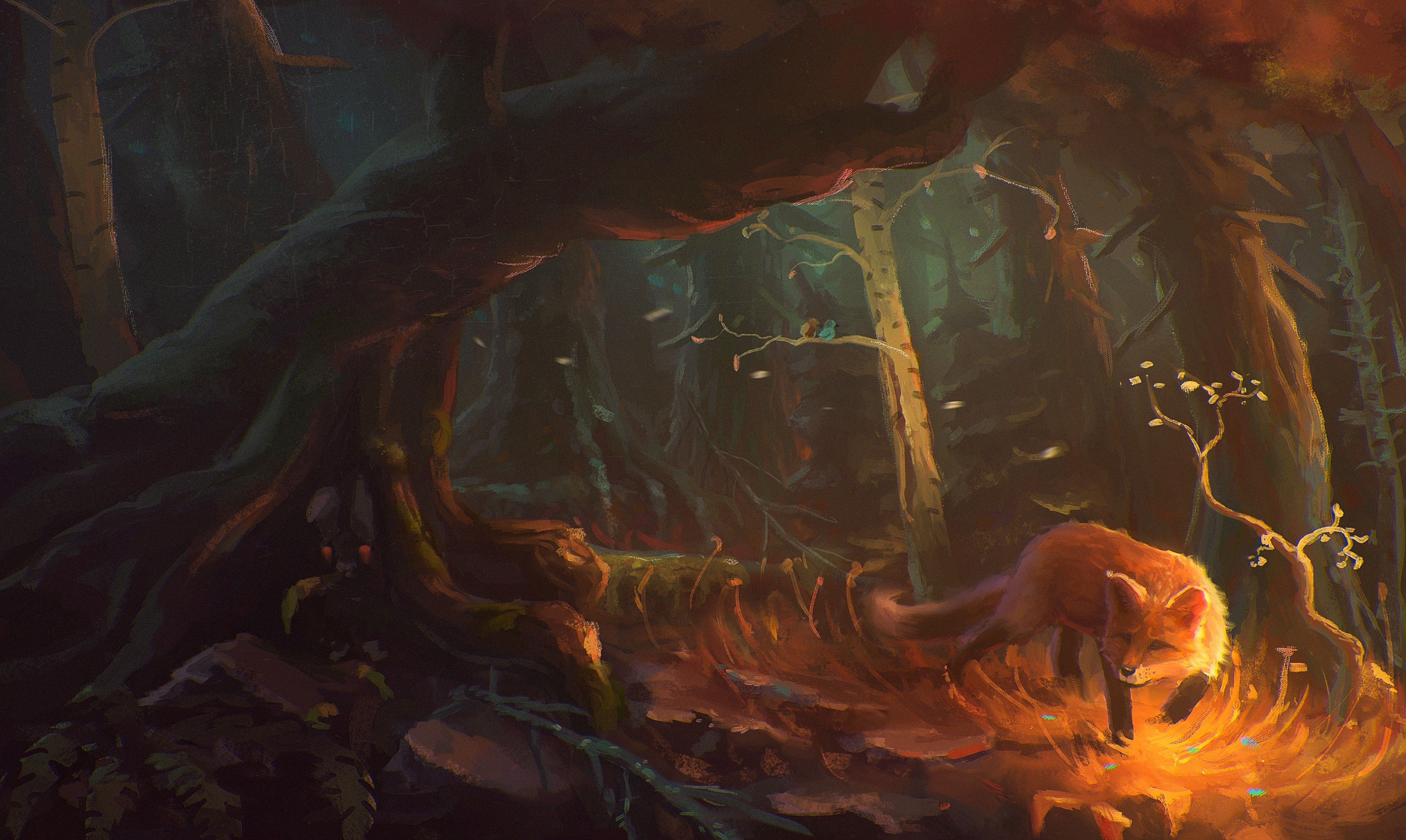 3990x2390 fantasy art artwork fox wallpaper and background, Desktop