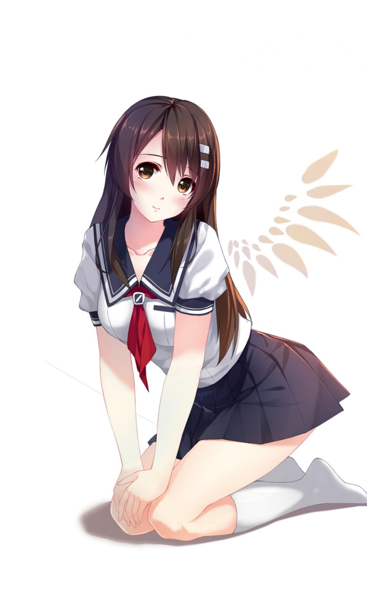 1280x2120 Download Cute, anime girl, school uniform, art wallpaper, Phone