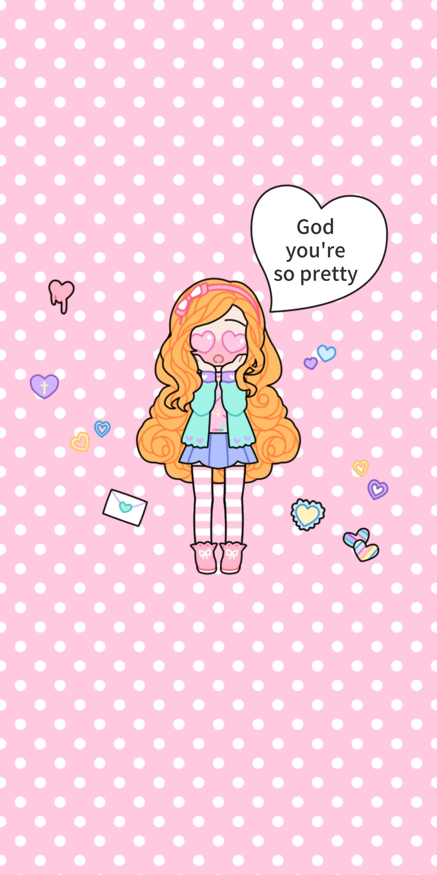 1440x2880 First time posting here! I made her as a cute positive wallpaper for my group chat, Phone