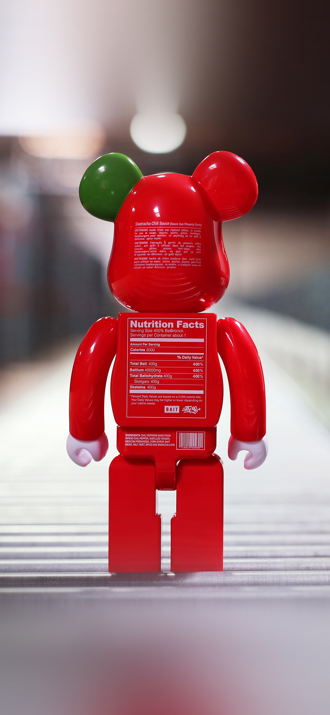 1130x2440 iPhone X wallpaper. bearbrick toy red art, Phone