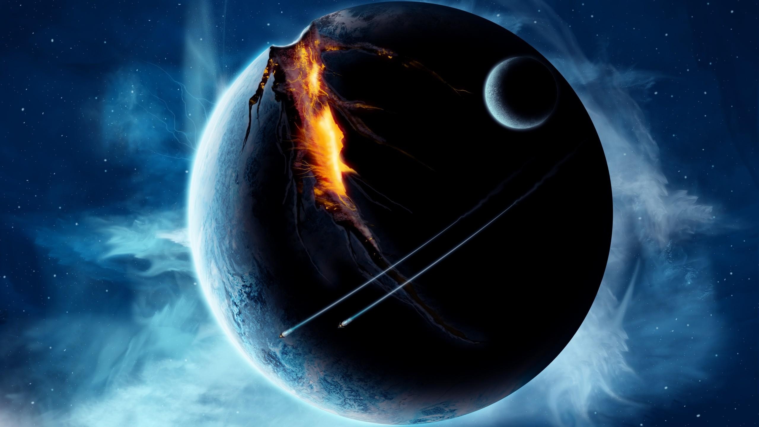 2560x1440 outer, Space, Planets, Broken, Spaceships Wallpaper HD / Desktop, Desktop