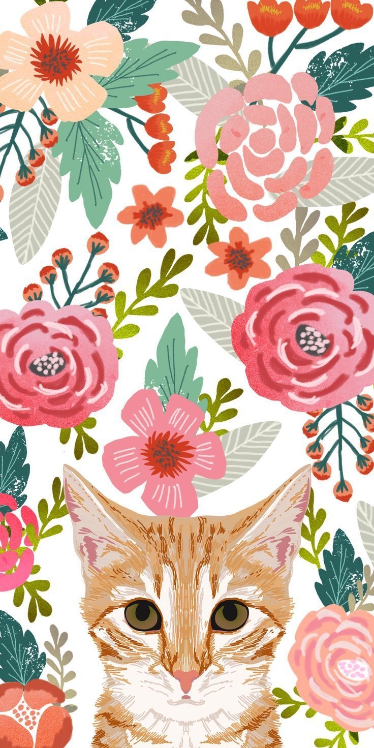 740x1480 cats #Floral #Crown. #Casetify #iPhone #Art #Design #Animals, Phone