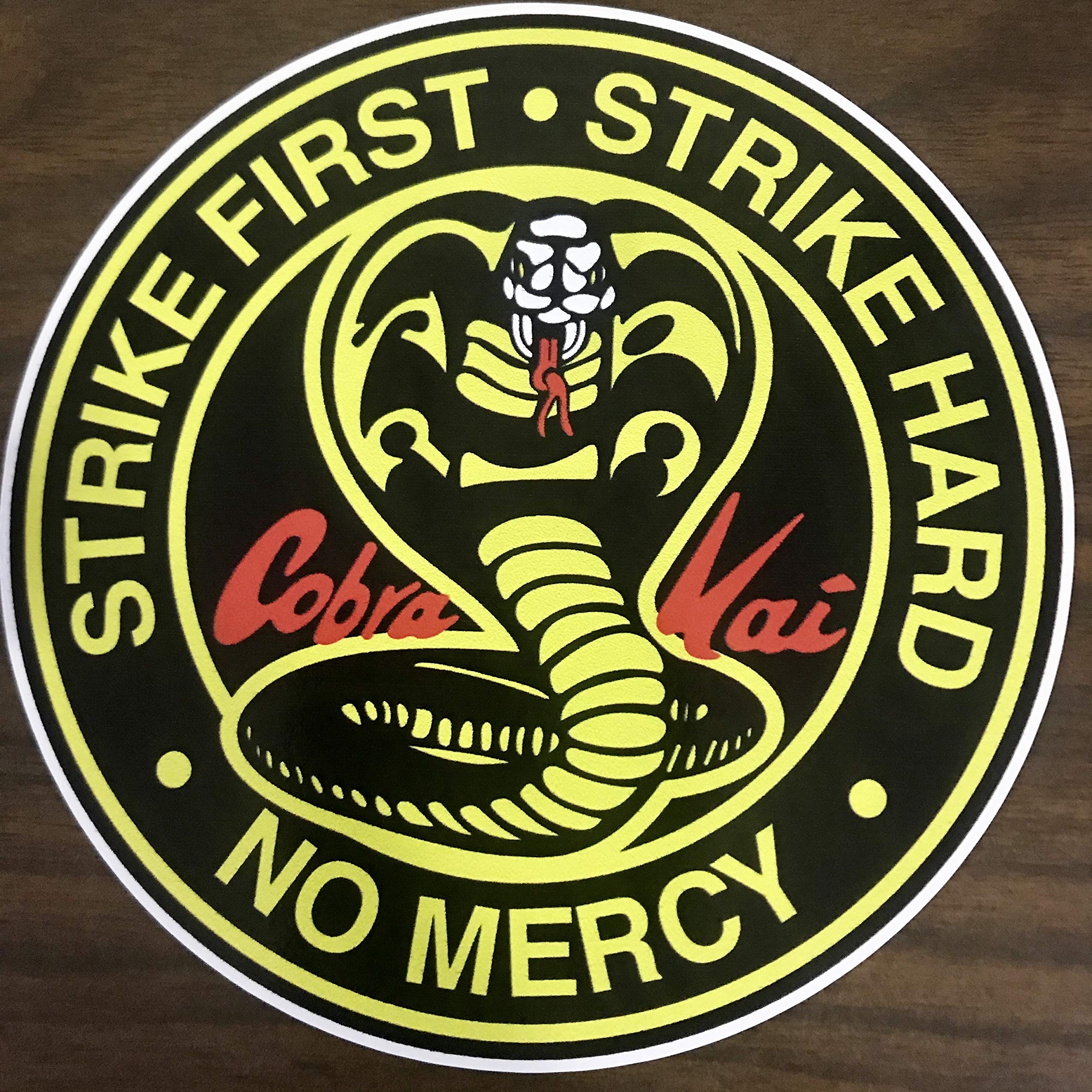 2560x2560 Amazon.com Sticker Die Cut Cobra Strike First Strike Hard No Mercy Karate Kai Movie Decal for Car Bumpers Windows Laptops Water Bottle White approx. 4'' X 3.5'', Phone