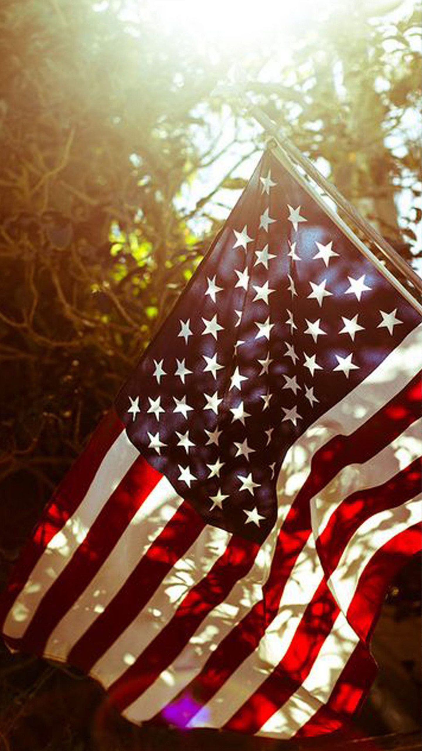 1440x2560 American (USA) Flag Sunray 4K Ultra HD Mobile Wallpaper, Phone