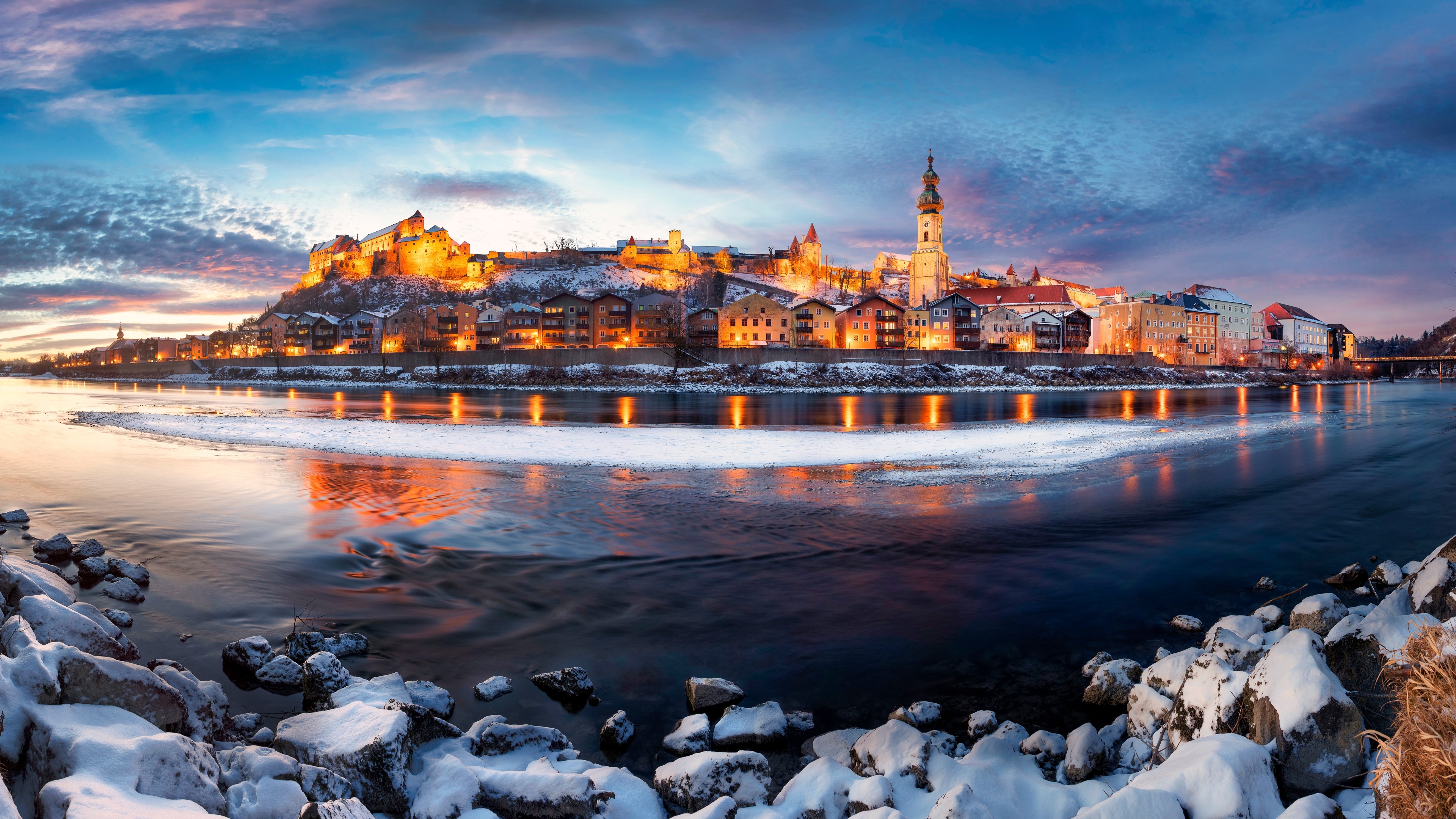 3840x2160 Burghausen Wallpaper 4K, Town, Salzach River, World, Desktop