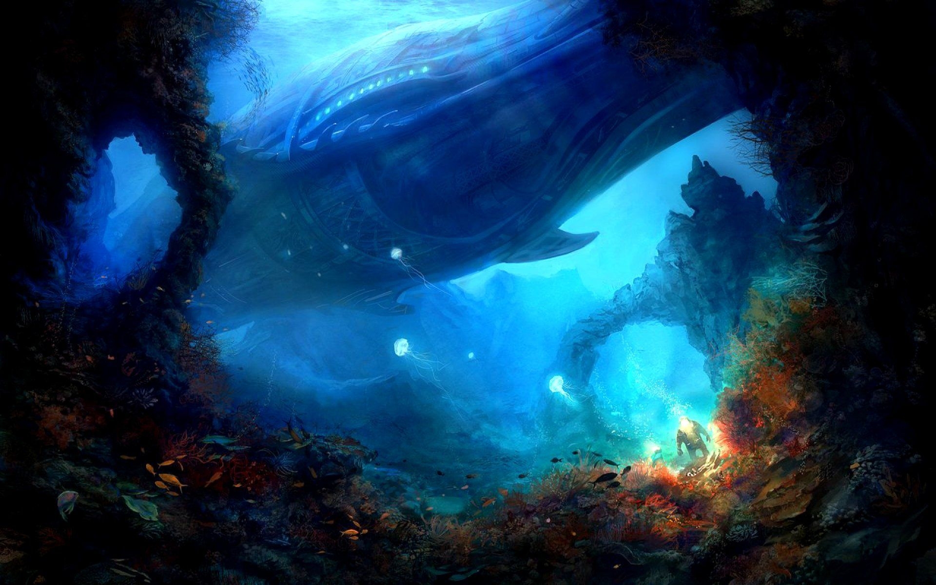 1920x1200 Fantasy ship boat art artwork ocean sea wallpaperx1200, Desktop