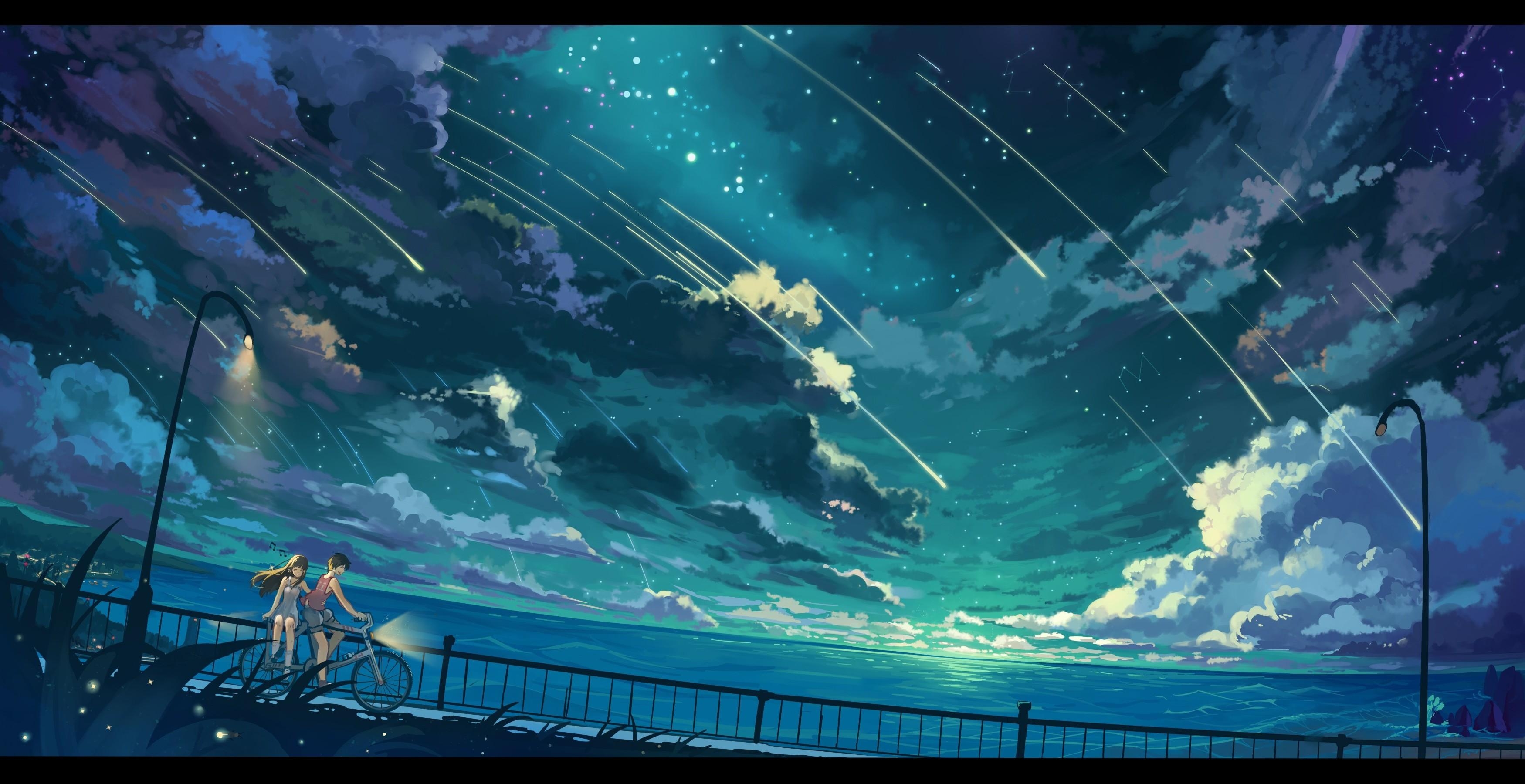 3500x1800 anime, Anime Girls, Sky, Clouds.wallup.net, Desktop