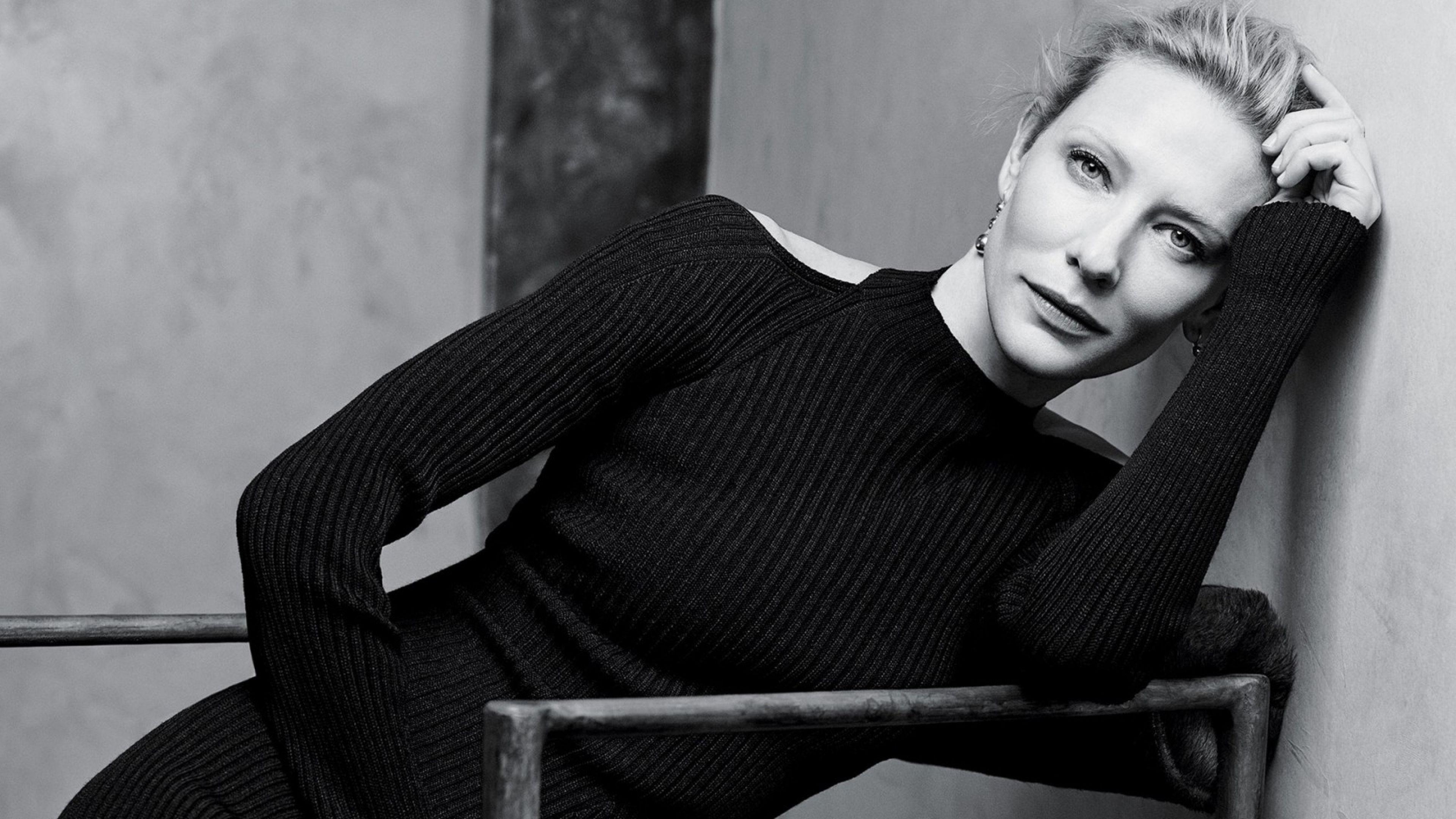 3840x2160 Download Wallpaper  Cate blanchett, Actress, Dress, Bw 4K, Desktop