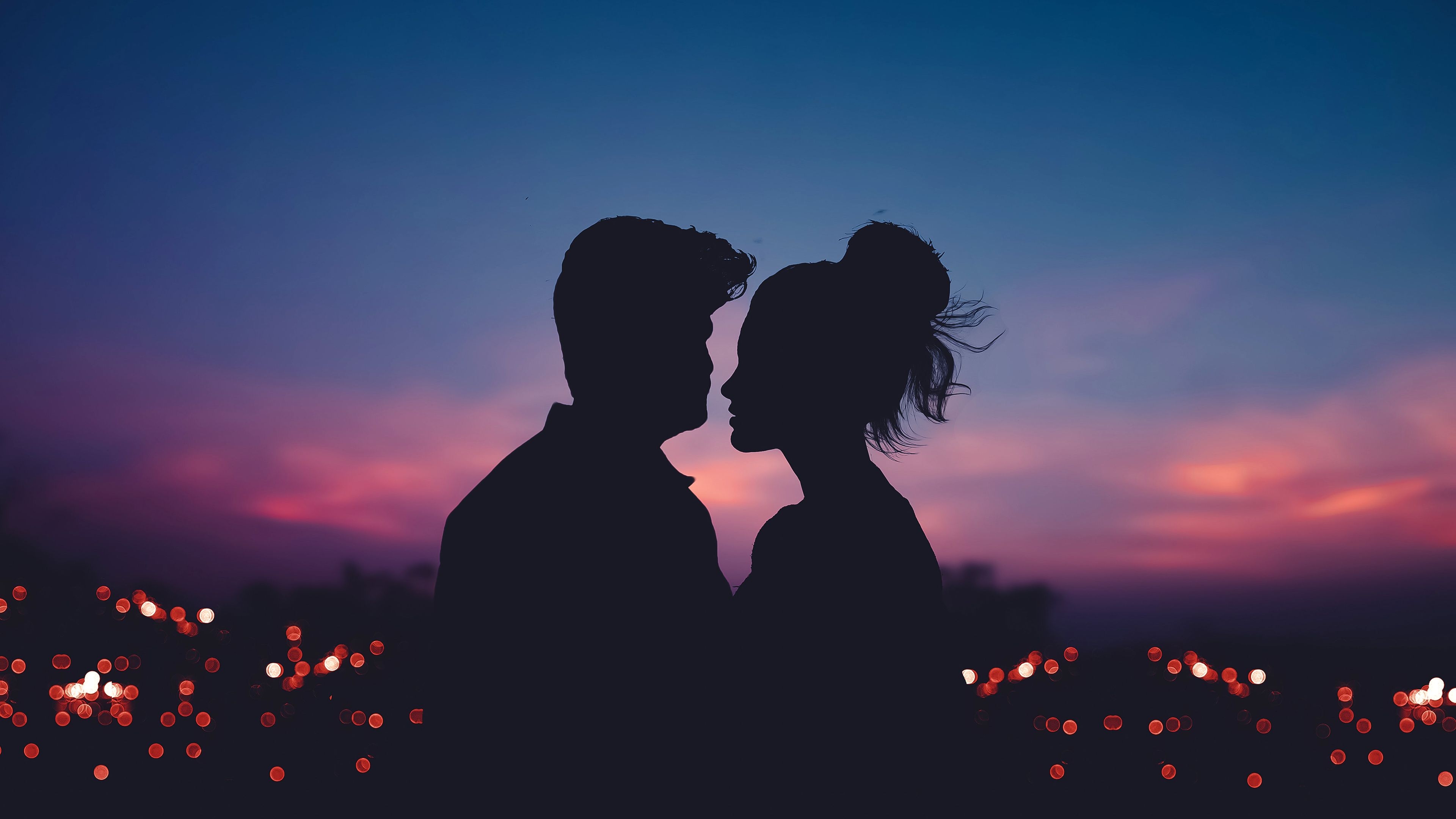 3840x2160 Couple, Silhouette, Lovers, Romantic, Evening sky, Dawn, Dusk, 4k Free deskk wallpaper, Ultra HD, Desktop