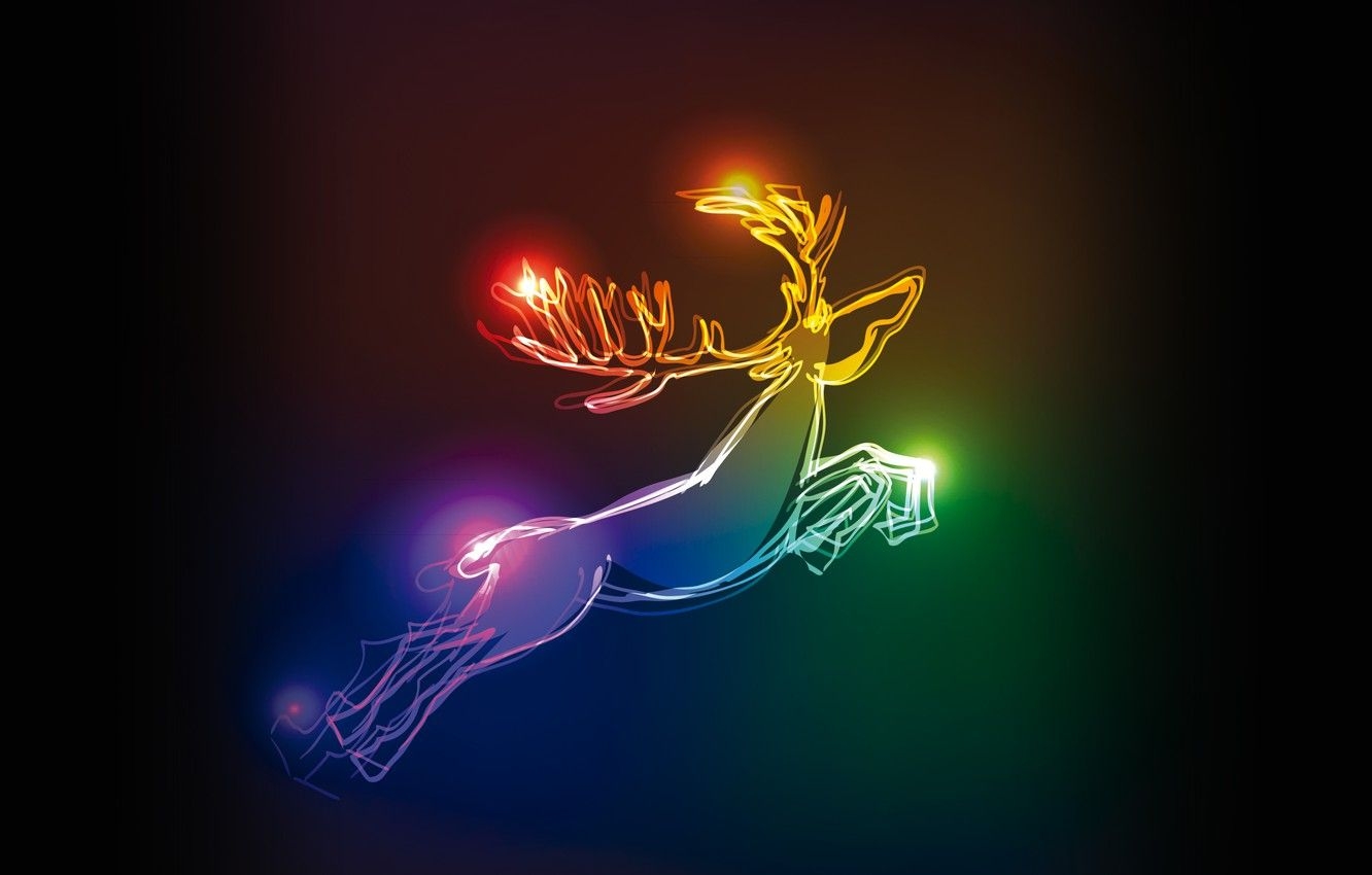 1340x850 Wallpaper colors, deer, Christmas, christmas, neon, xmas, deer image for desktop, section рендеринг, Desktop