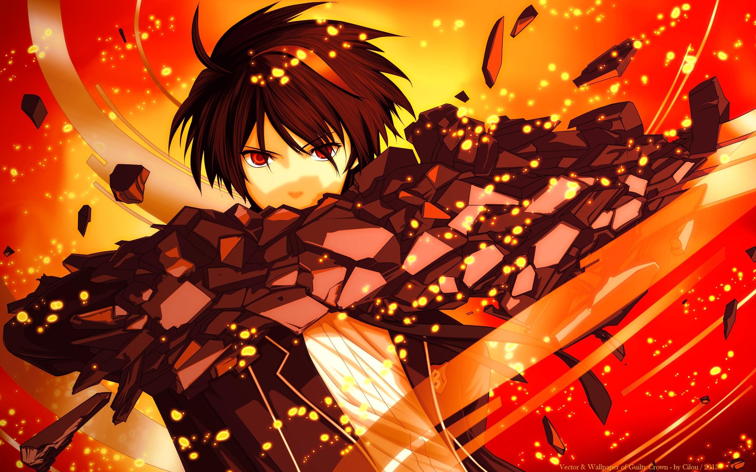 2560x1600 brunettes, fire, school uniforms, tie, stones, red eyes, short, Desktop