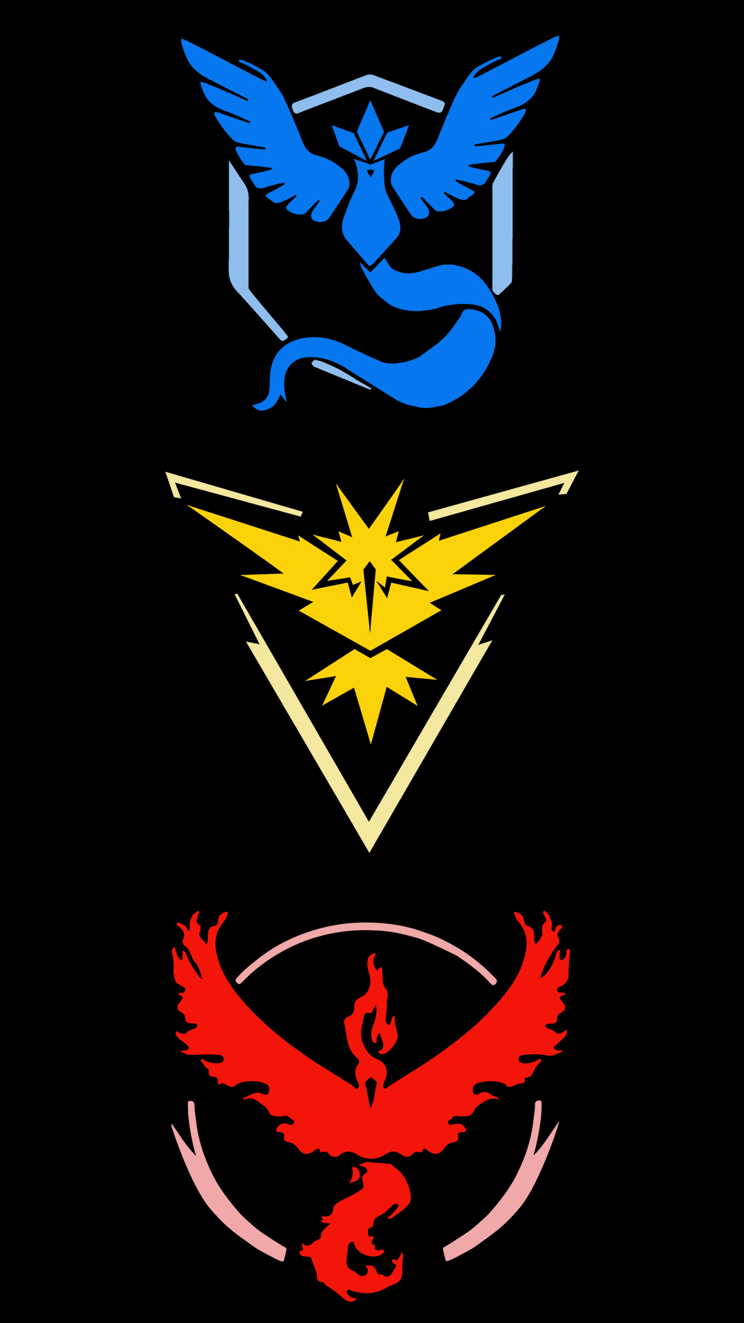 1080x1920 Pokemon Go, #Zapdos, #Articuno, #Moltres, #phone, #Team Mystic, Phone