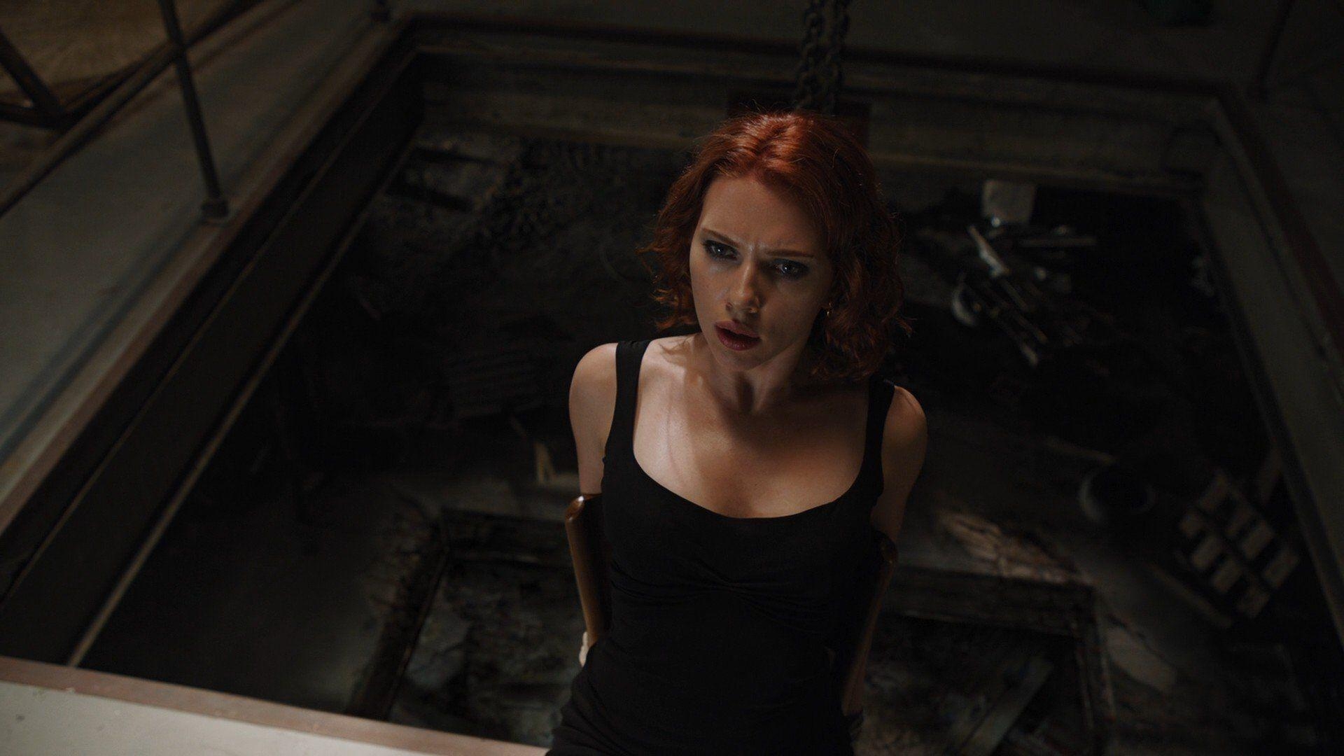 1920x1080 women, Scarlett Johansson, Redhead, Avengers: Age of Ultron, Black, Desktop