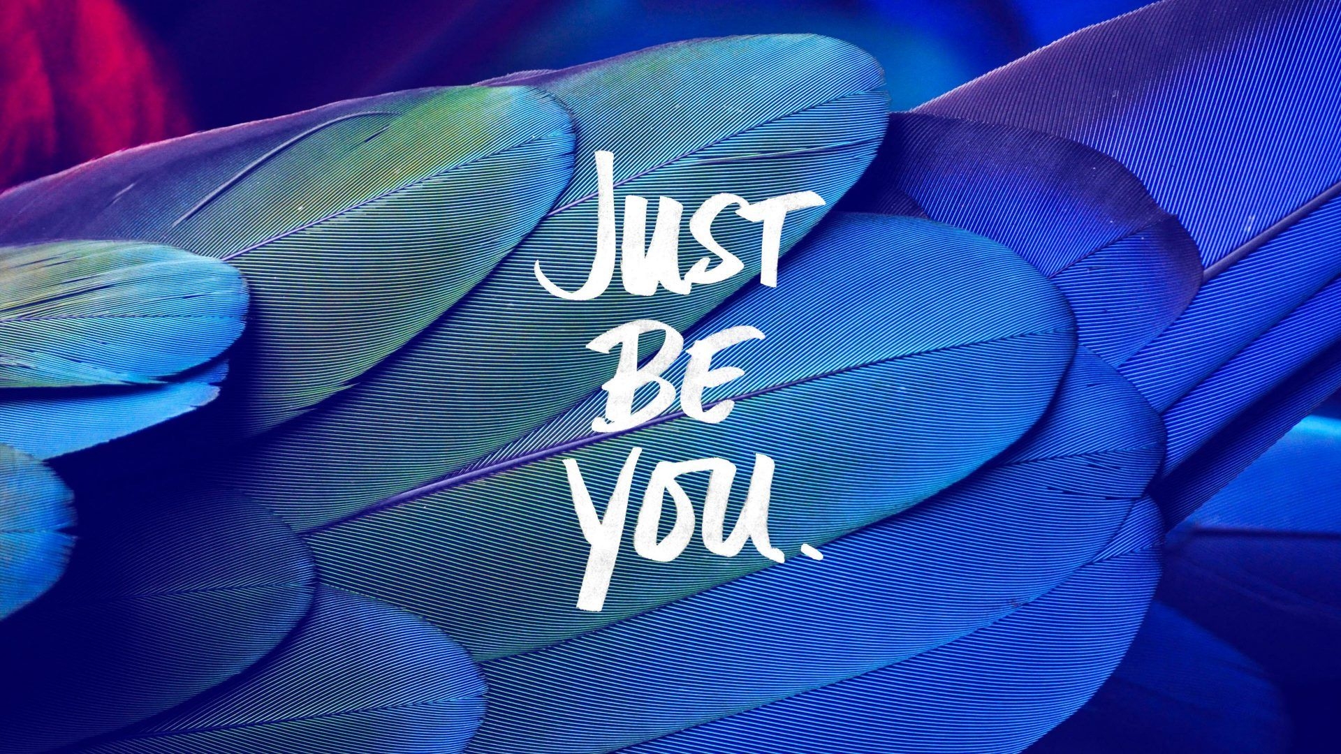 1920x1080 Just Be You Quote Feathers Blue 4K Wallpaper, Desktop