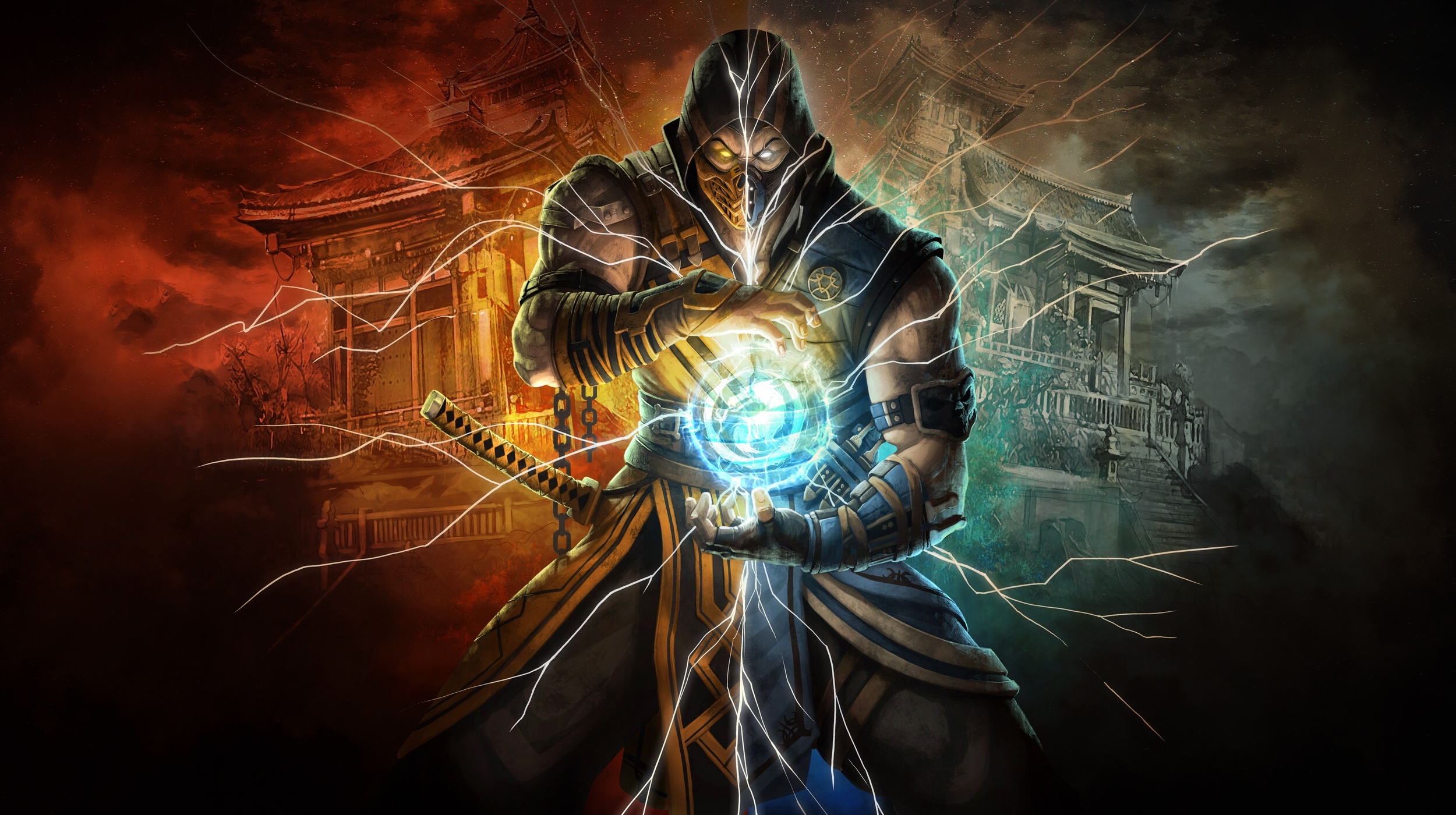 2500x1400 Wallpaper Of Art, Video Game, Mortal Kombat, Scorpion, Mortal Kombat 11, Desktop