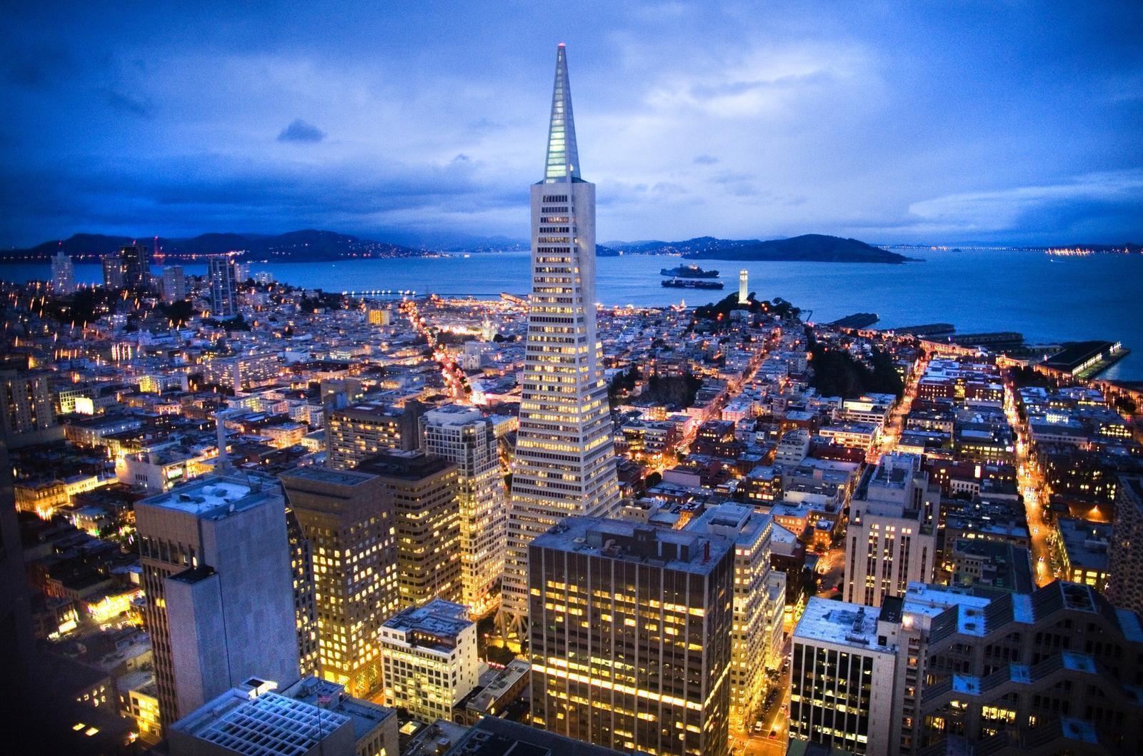 1600x1060 San Francisco Skyline At Night San Francisco California Usa, Desktop