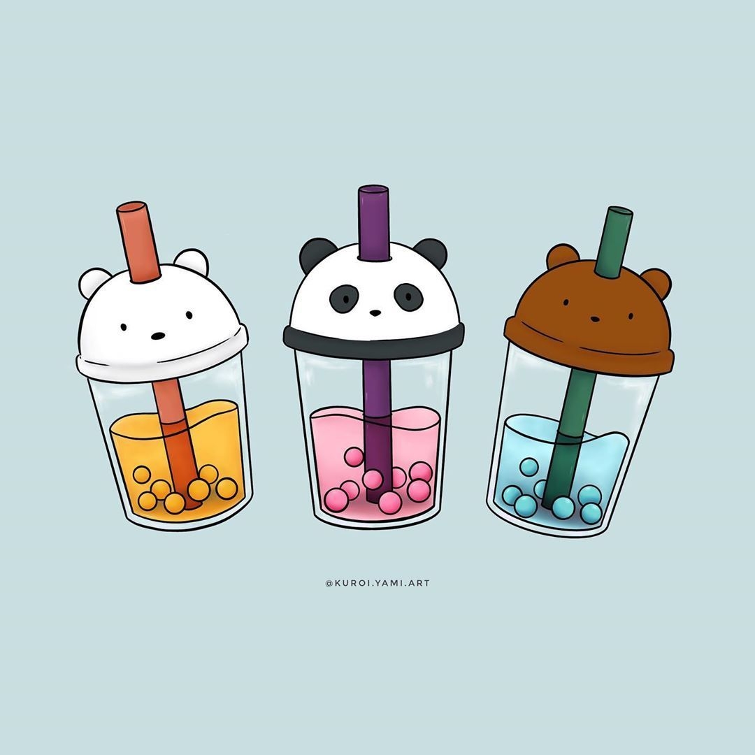 1080x1080 We bare bears boba tea (We bare bear bros). Ayılar, Sevimli anime çiftleri, Pandalar, Phone