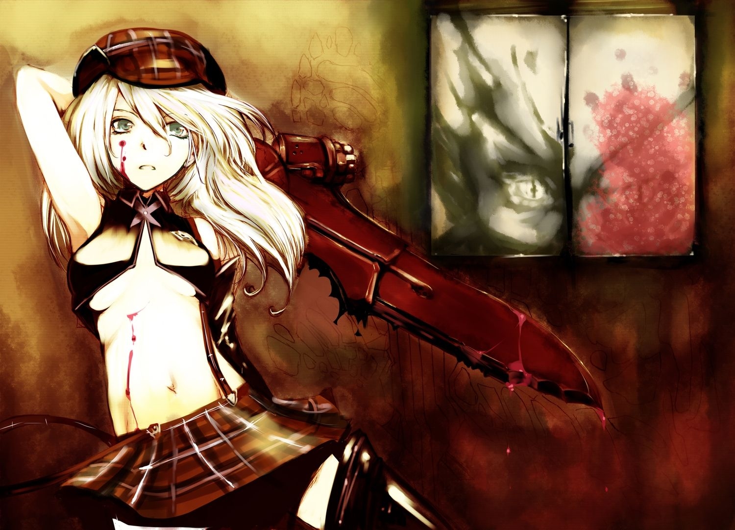 1500x1090 alisa ilinichina amiella blood god eater hat kae sword weapon. konachan.com.com Anime Wallpaper, Desktop