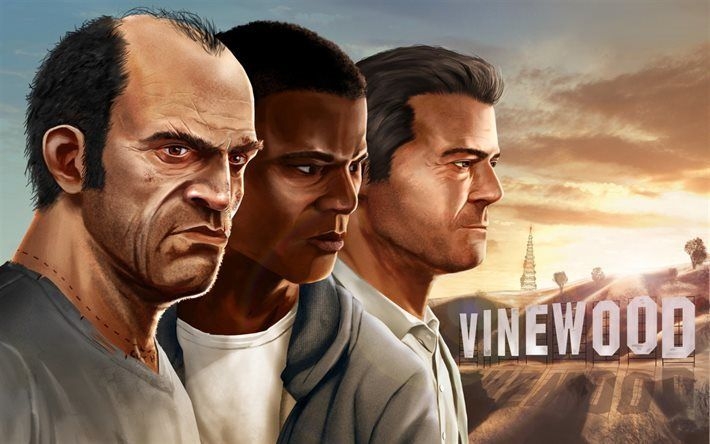 710x450 Download wallpaper GTA GTA V, Grand Theft Auto V, Michael De Santa, Franklin Clinton, Trevor Phillips for desktop free. Picture for desktop free, Desktop