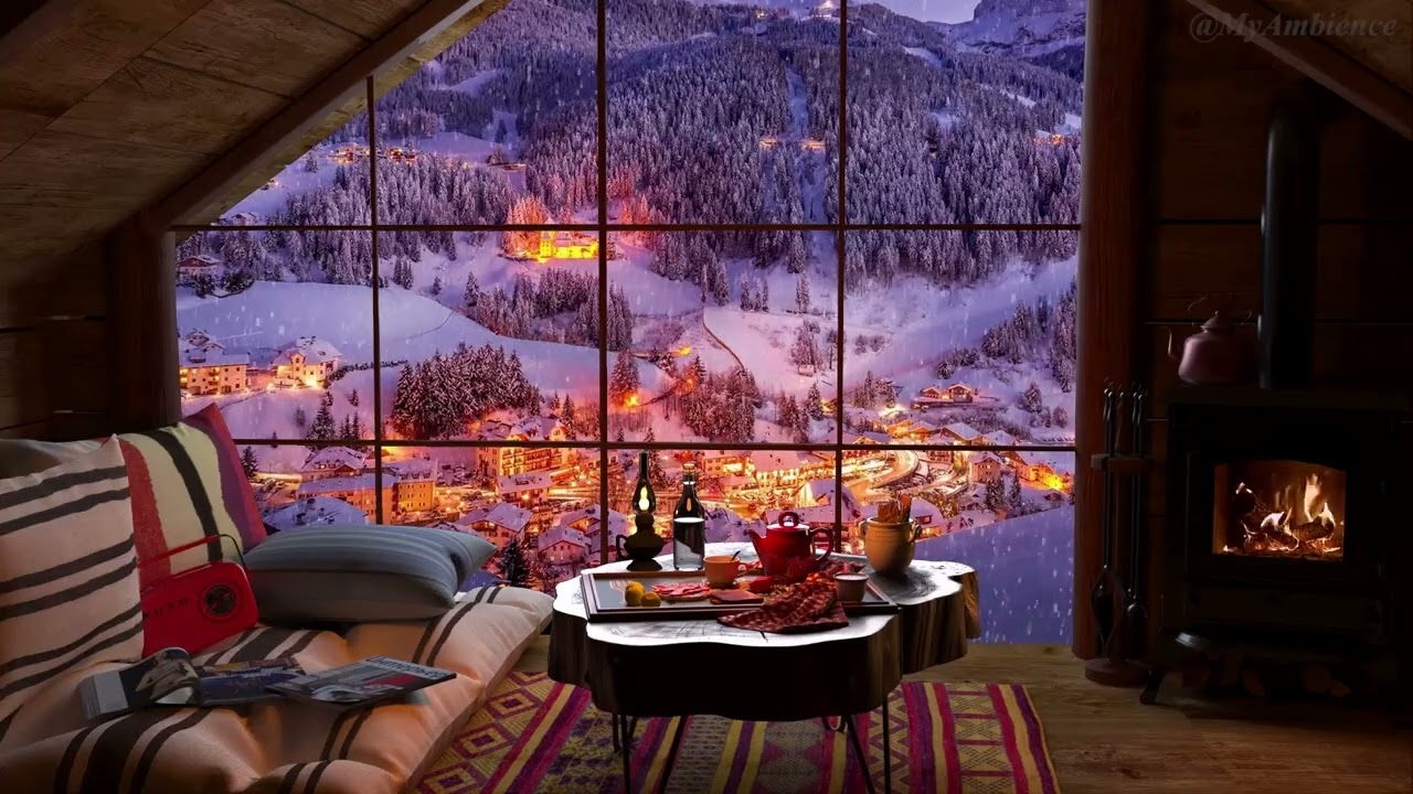 1280x720 Day in the Cozy Winter Cabin, Desktop