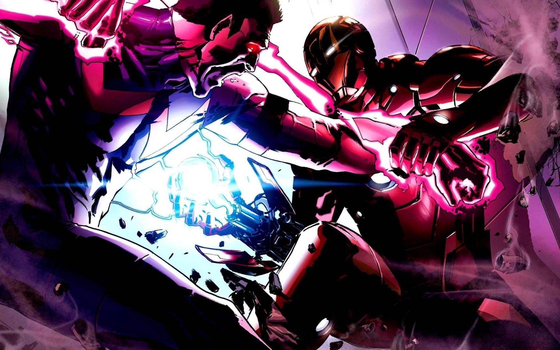 1920x1200 Iron Man vs Wonderman Avengers comics battle superhero art wallpaper, Desktop