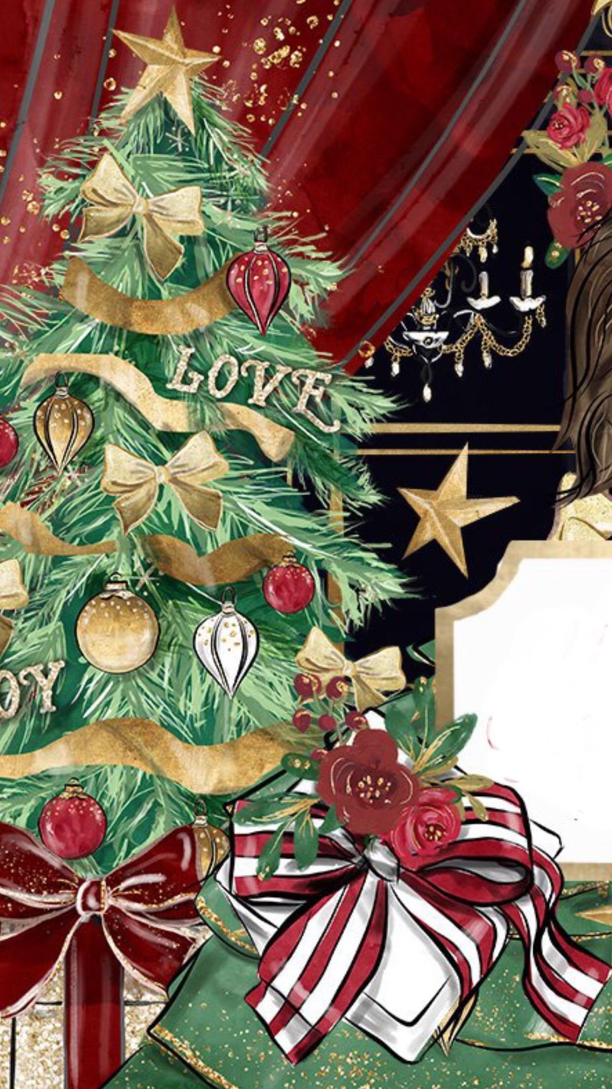 1250x2210 Desktop Vintage Cute Christmas Wallpaper, Phone