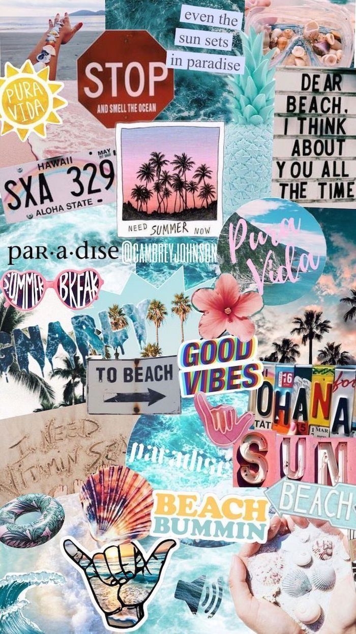 700x1250 Beach Collage Wallpaper Free Beach Collage Background, Phone