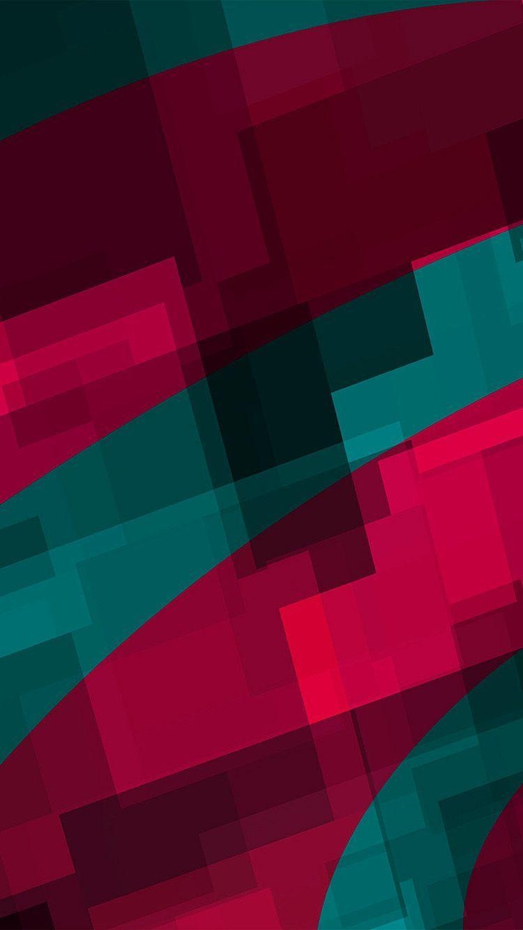 750x1340 Art Red Green Block Angle Abstract Pattern. Cute, Phone