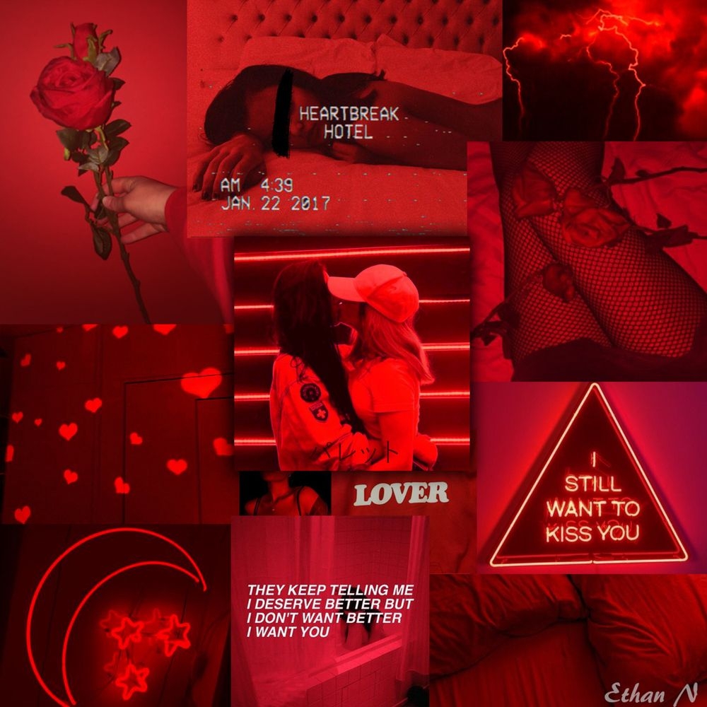 1000x1000 Red Love Aesthetic Collage Art Print By Ethan Nguyen Small. Aesthetic Collage, Red Aesthetic Grunge, Pretty Wallpaper, Phone