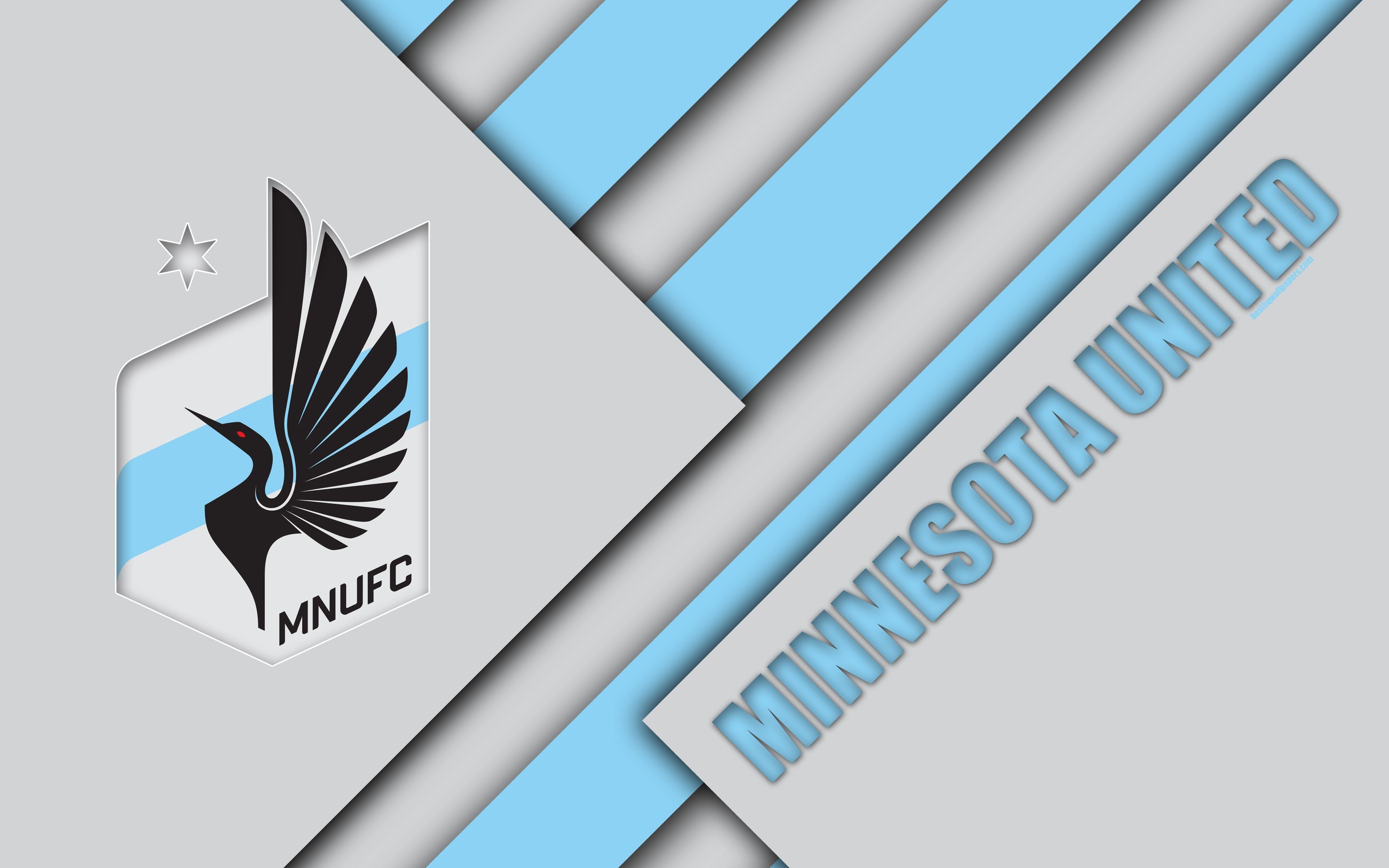 3840x2400 Download wallpaper Minnesota United FC, material design, 4k, logo, Desktop