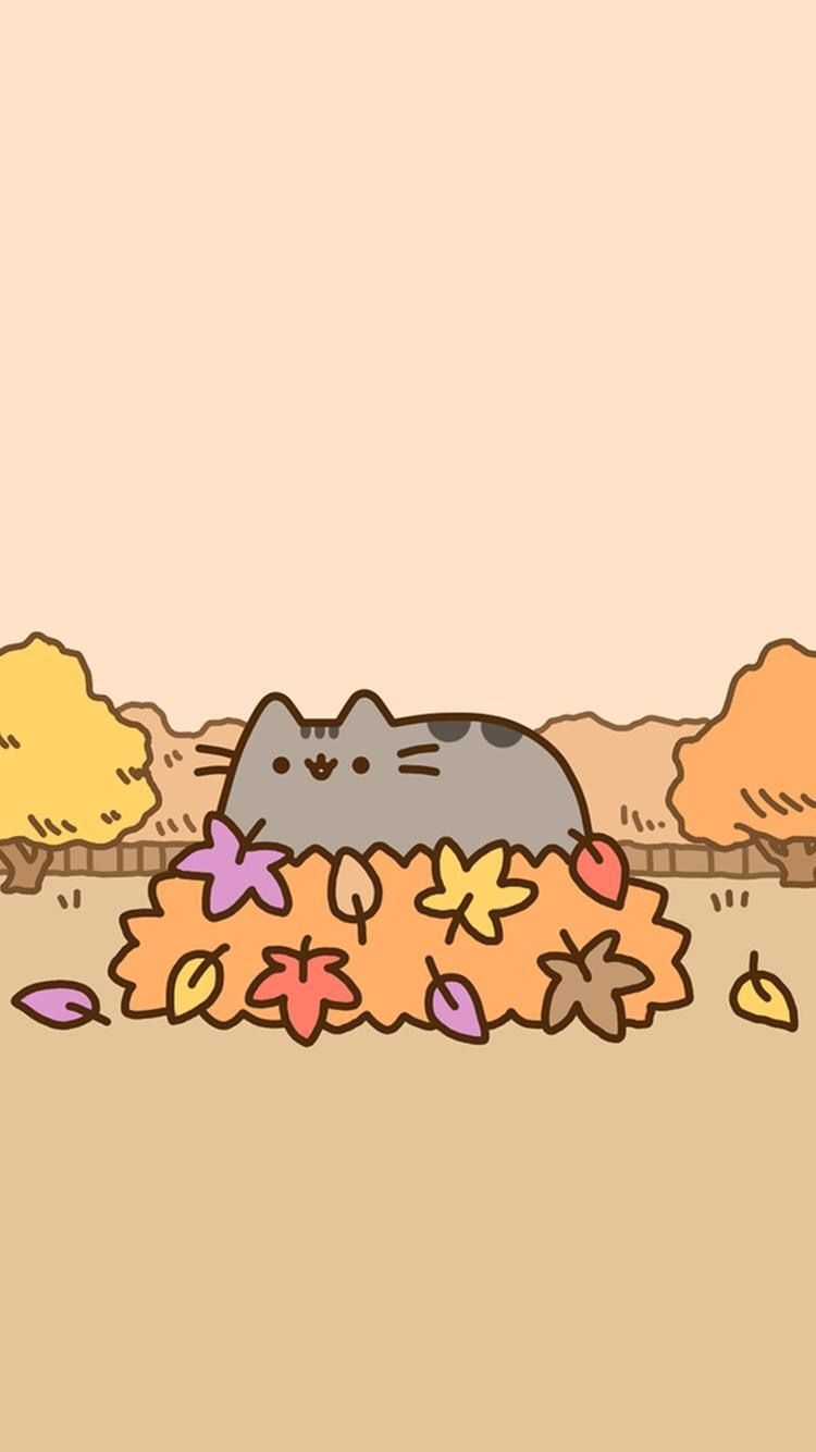 750x1340 Fall leaves pusheen #autumnwallpaper Fall leaves pusheen, Phone