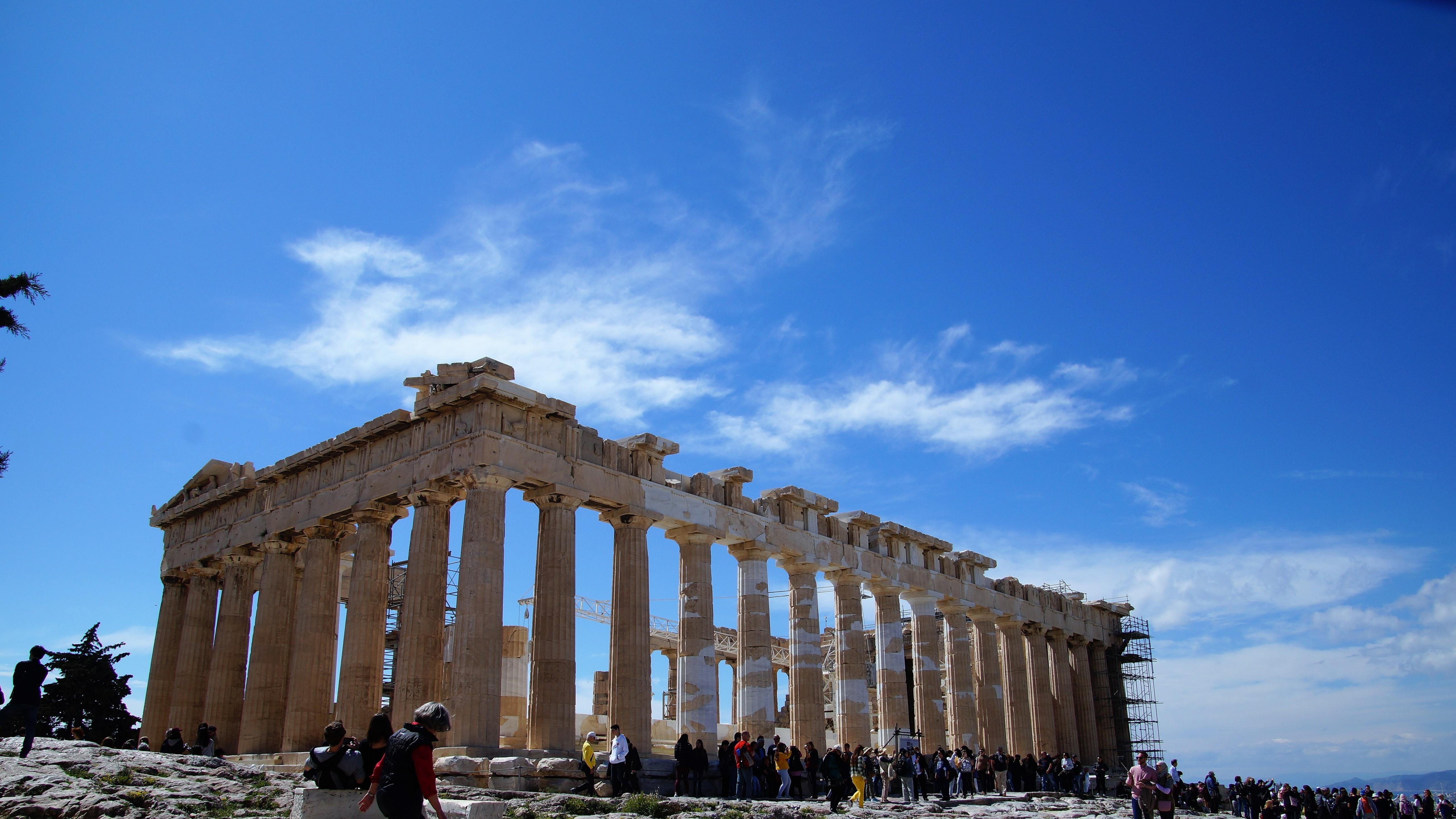 5120x2880 HD wallpaper: building, greece, ancient greek temple, column, Desktop