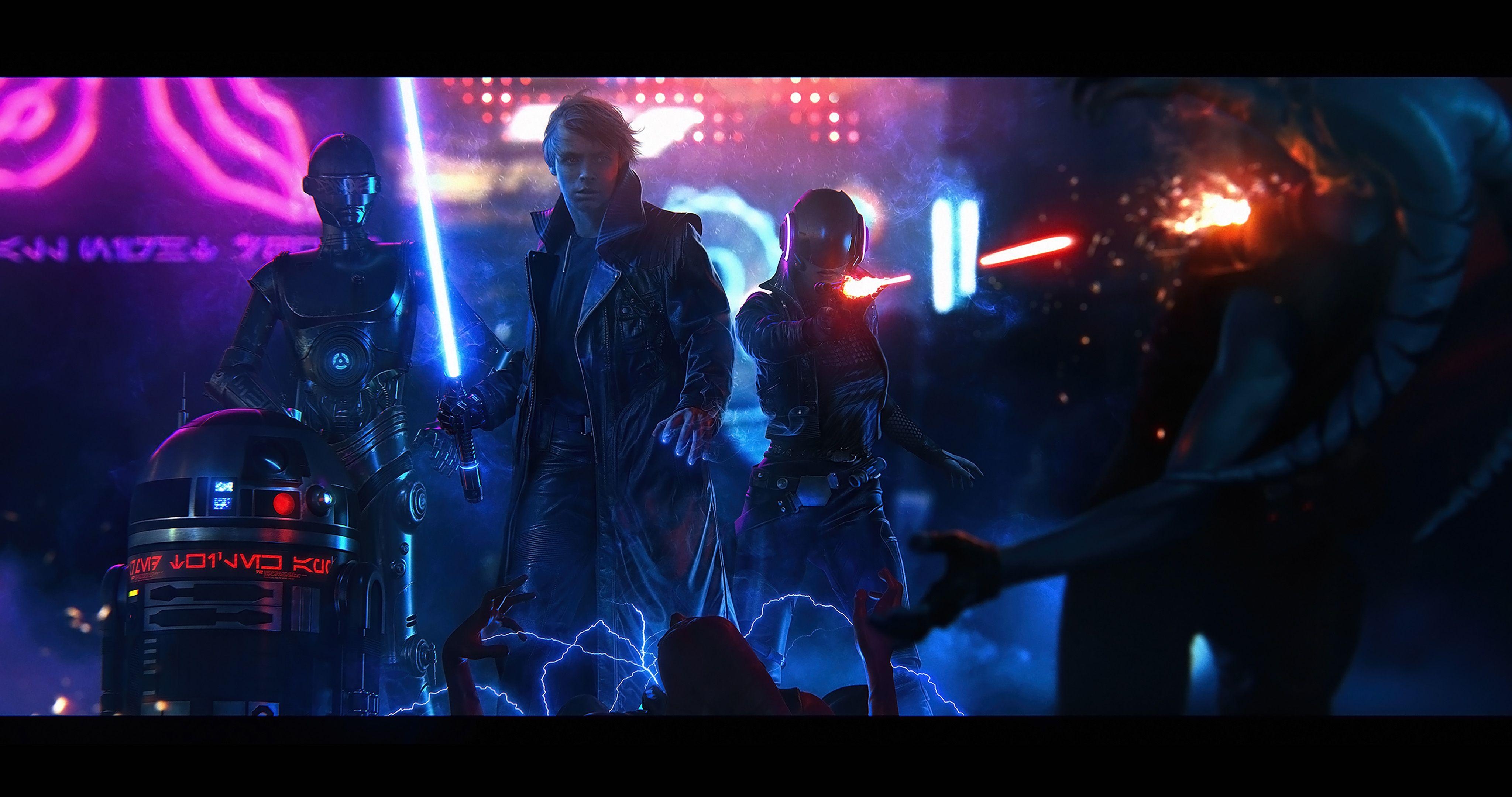 4100x2160 Luke Re Imagined As A Dark Jedi Cyber Punk. 4k [], Desktop