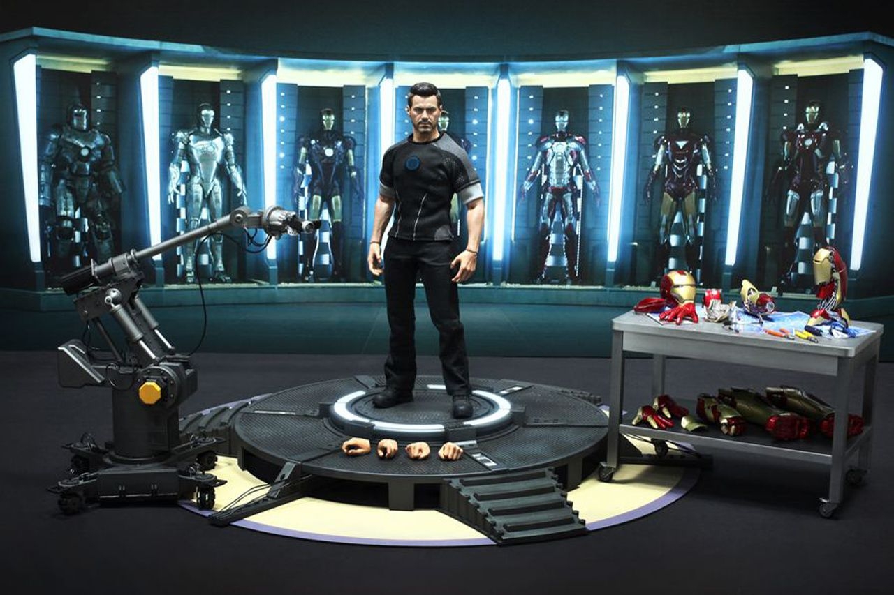 1280x860 Hot Toys, Tony Stark Limited Edition Sixth Scale Collectible Figure, in his workshop, Iron Man 3, Desktop