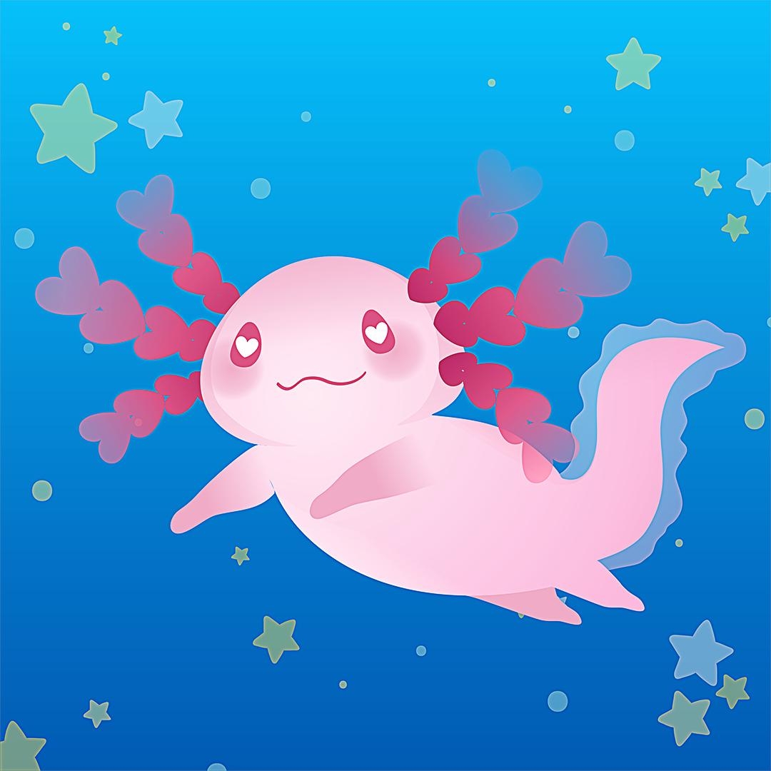 1080x1080 Annes Series: Aquatic Animals <3 Starring Today: Lovely Axolotl (with wallpaper version <3) #Axolotl #Axolote #axolotle #aquatic #animal #cute #kawaii, Phone