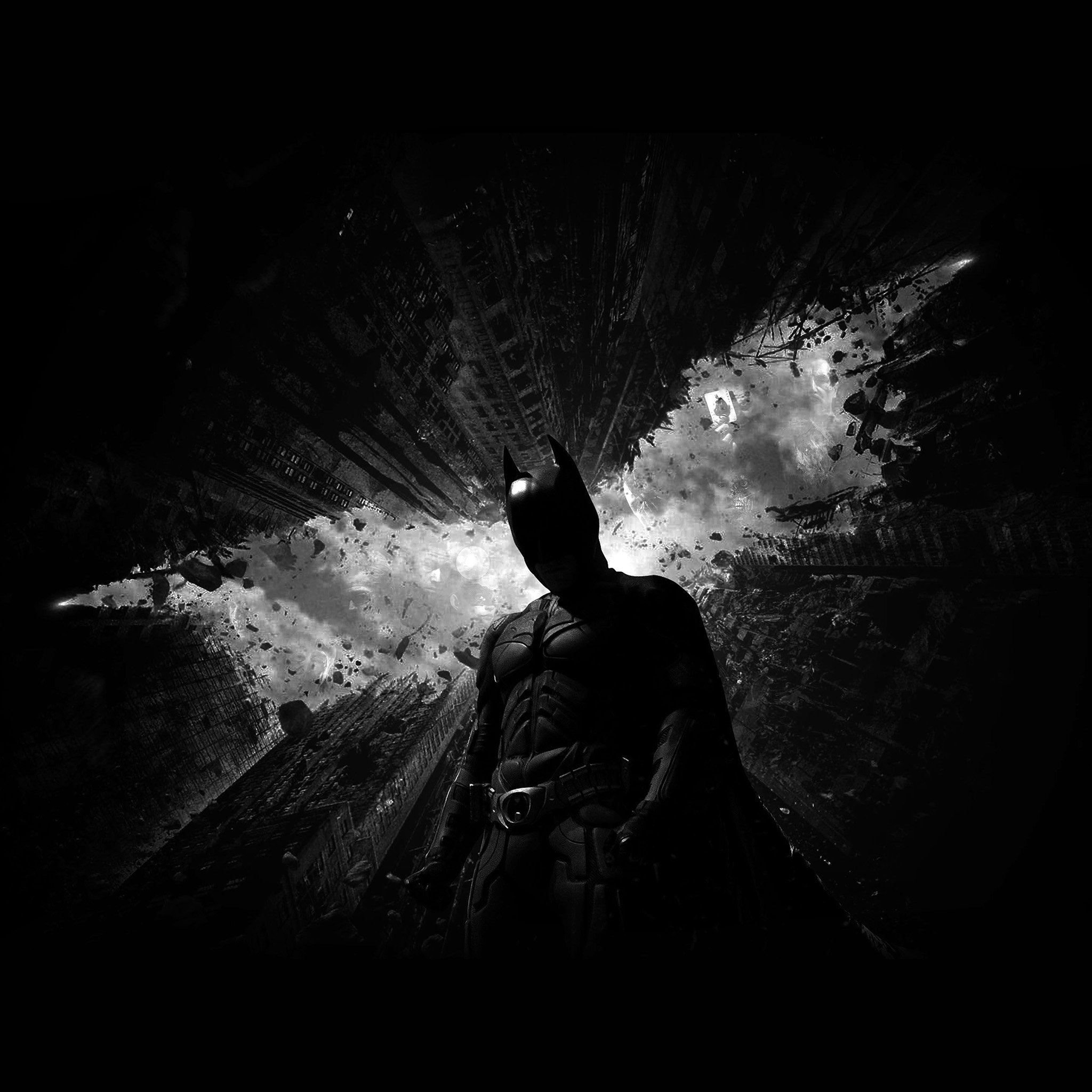 2050x2050 Batman Dark Bw Hero Art iPad Wallpaper Free Download, Phone