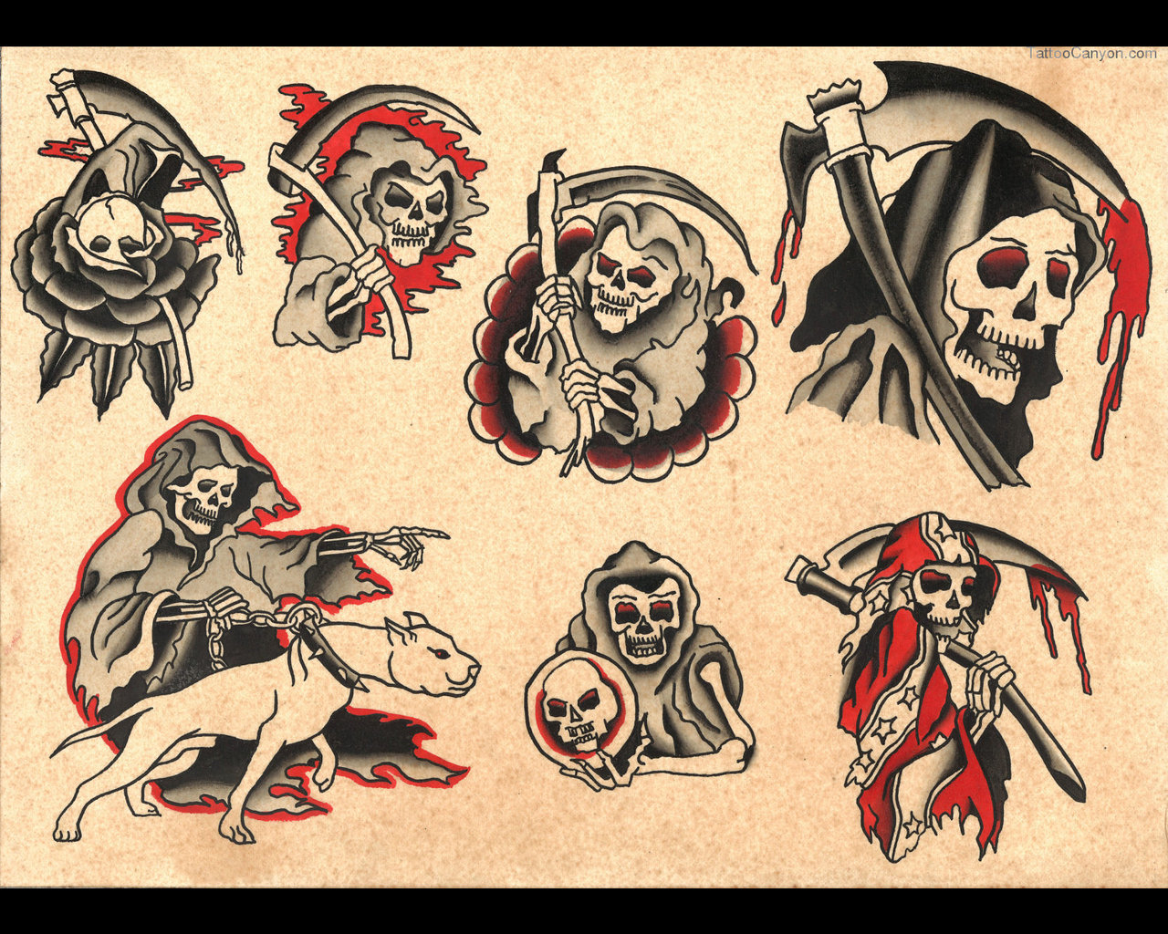 1280x1030 Traditional Style Traditional Grim Reaper Tattoo, Desktop