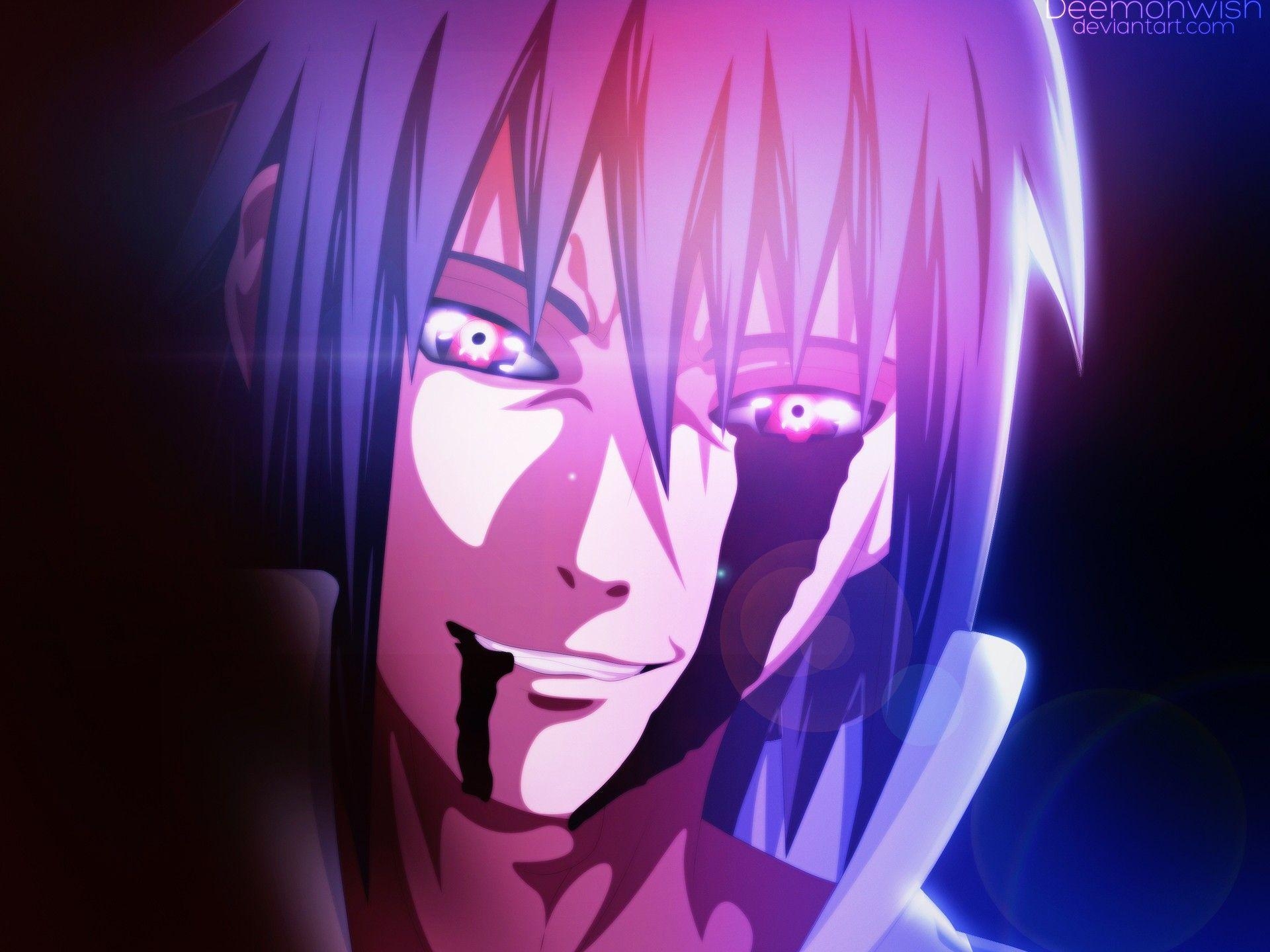 1920x1440 blood, lens flare, Uchiha Sasuke, Sharingan, bleeding, smiling, Desktop