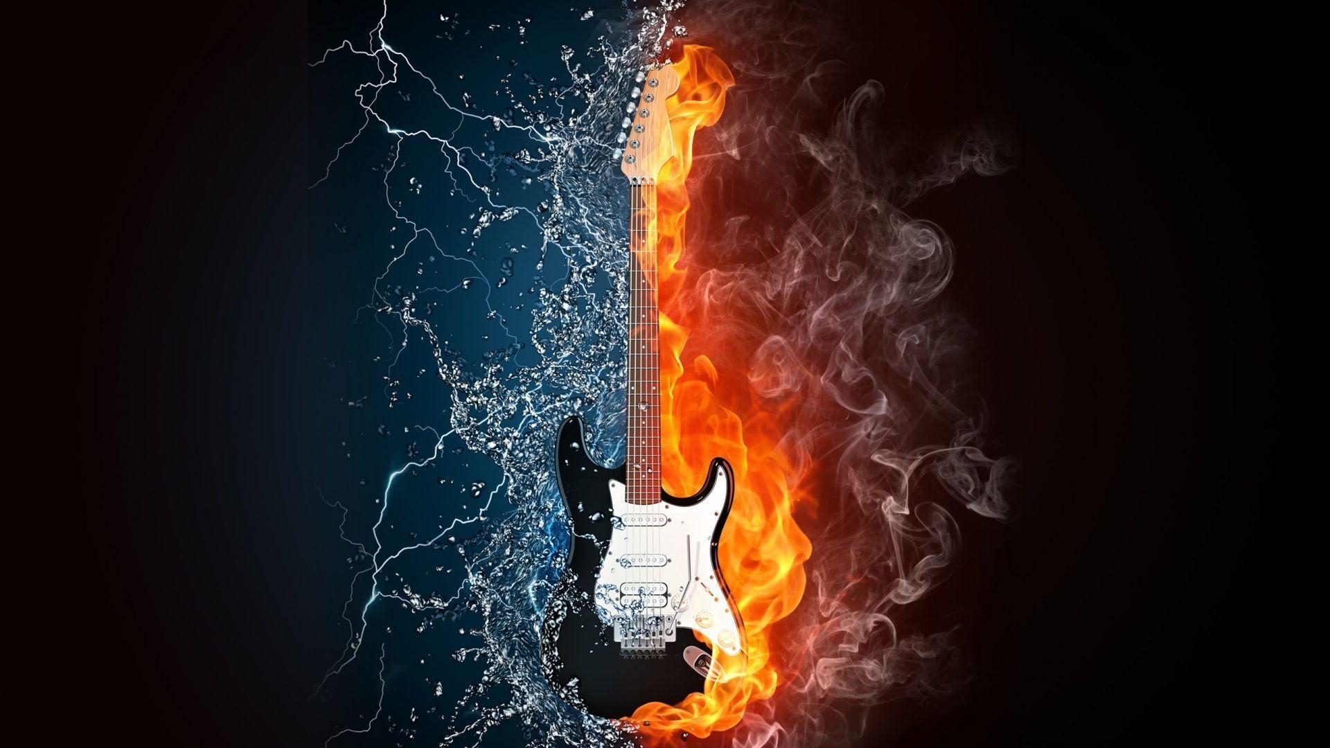 1920x1080 Wallpaper For > Blue Flaming Guitar Wallpaper, Desktop