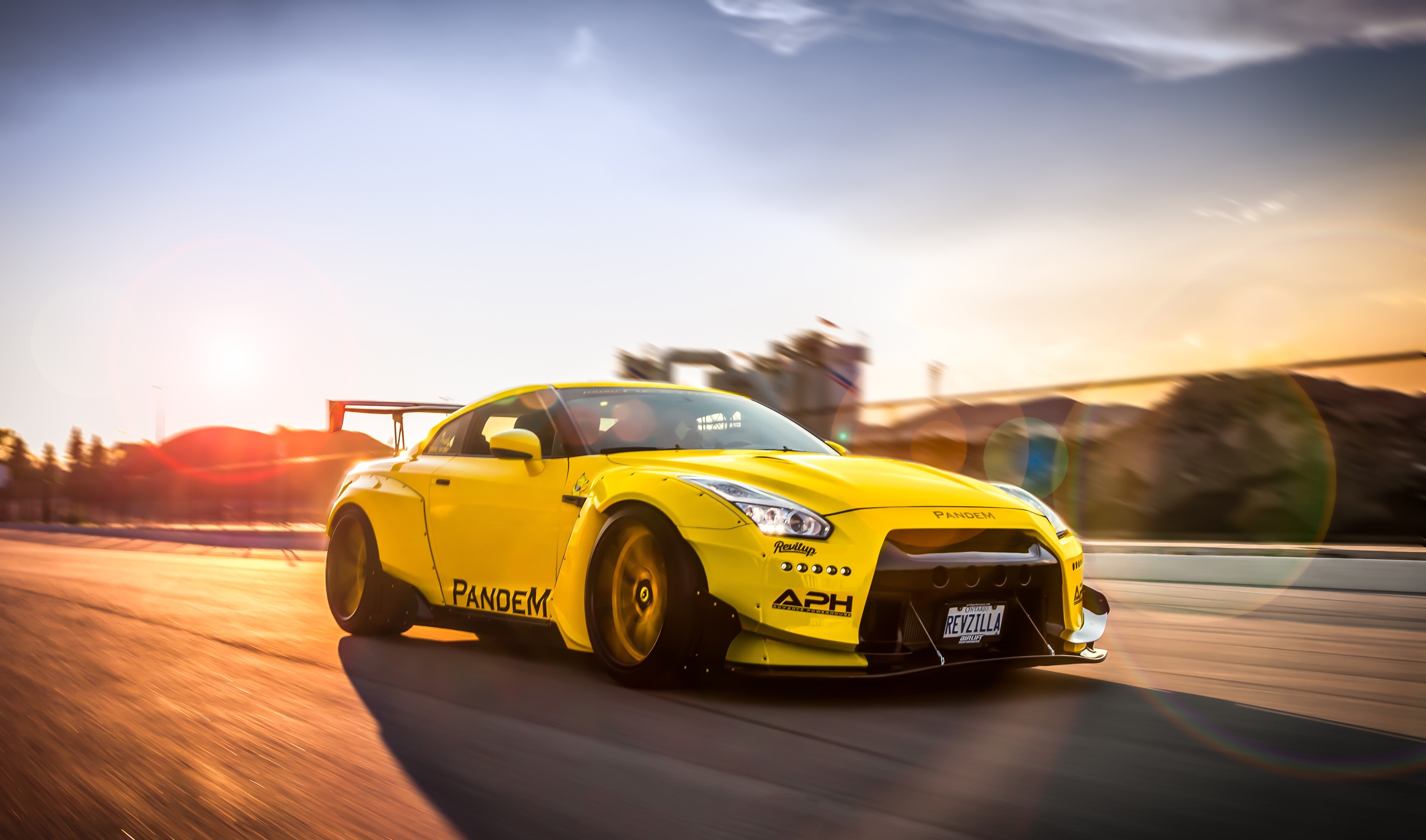 5410x3190 4K, 5K, GT R Liberty Walk Pandem, Nissan, Tuning, Yellow, Motion. Mocah HD Wallpaper, Desktop
