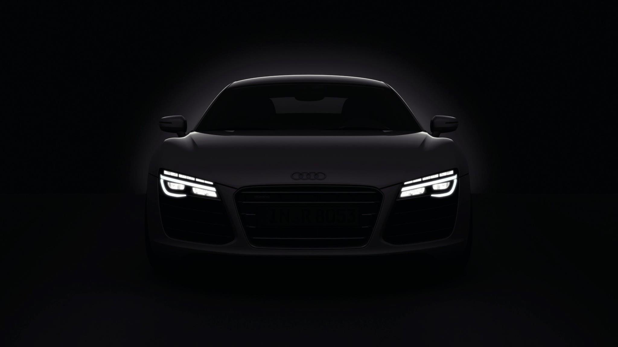 2050x1160 Dark cars audi r8 headlights 2013 wallpaper, Desktop