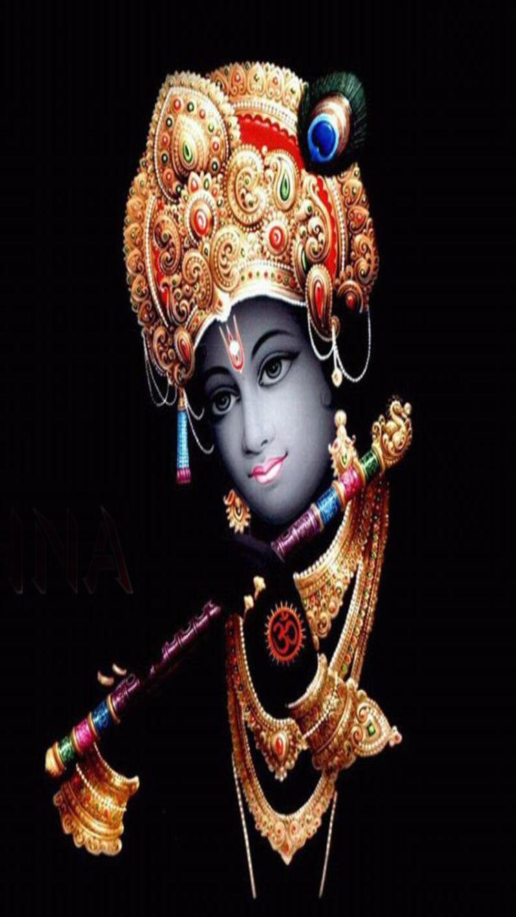 750x1340 God Krishna with black background iphone HD wallpaper. iPhone, Phone