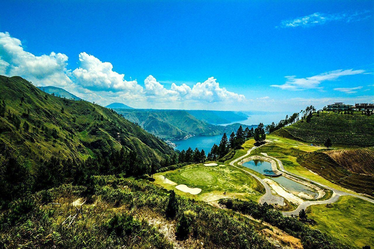 1280x860 Wallpaper Indonesia Lake Toba Sumatra Nature Mountains Sky Fields, Desktop