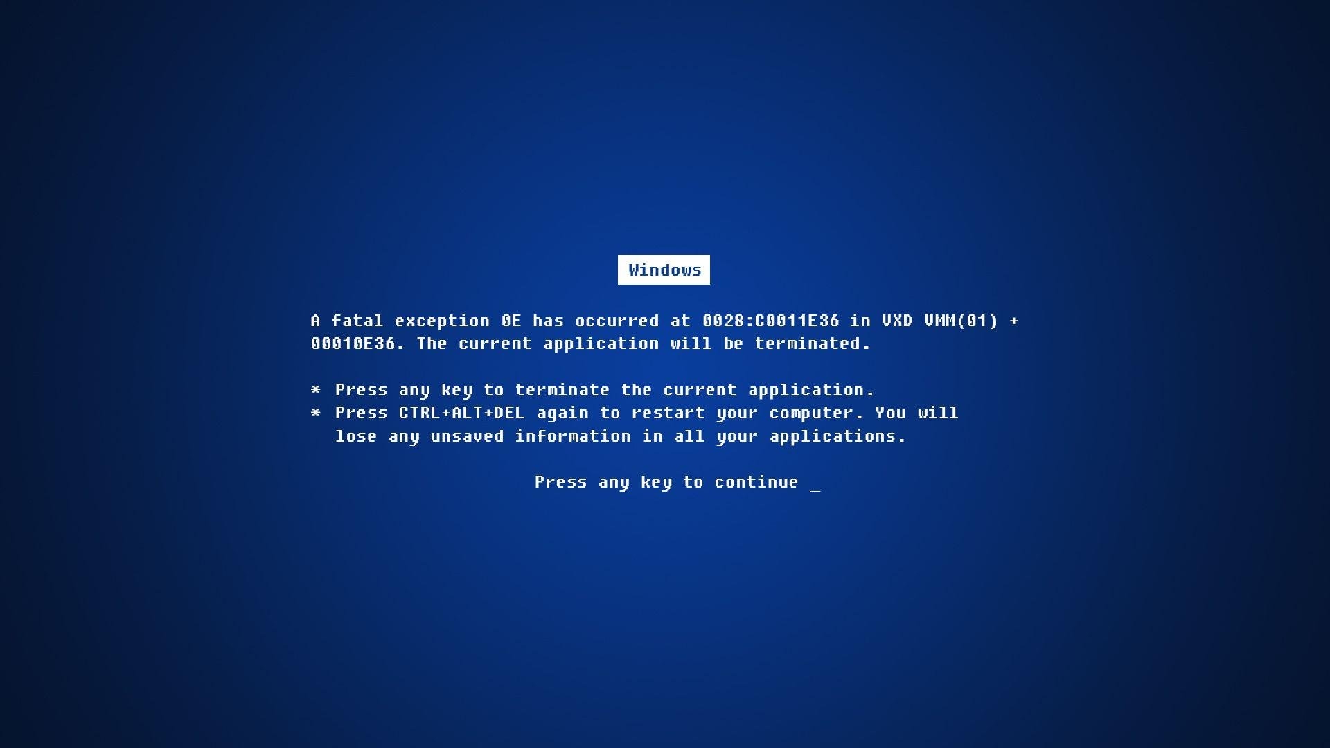 1920x1080 Daily Wallpaper: Blue Screen of Death. I Like To Waste My Time, Desktop