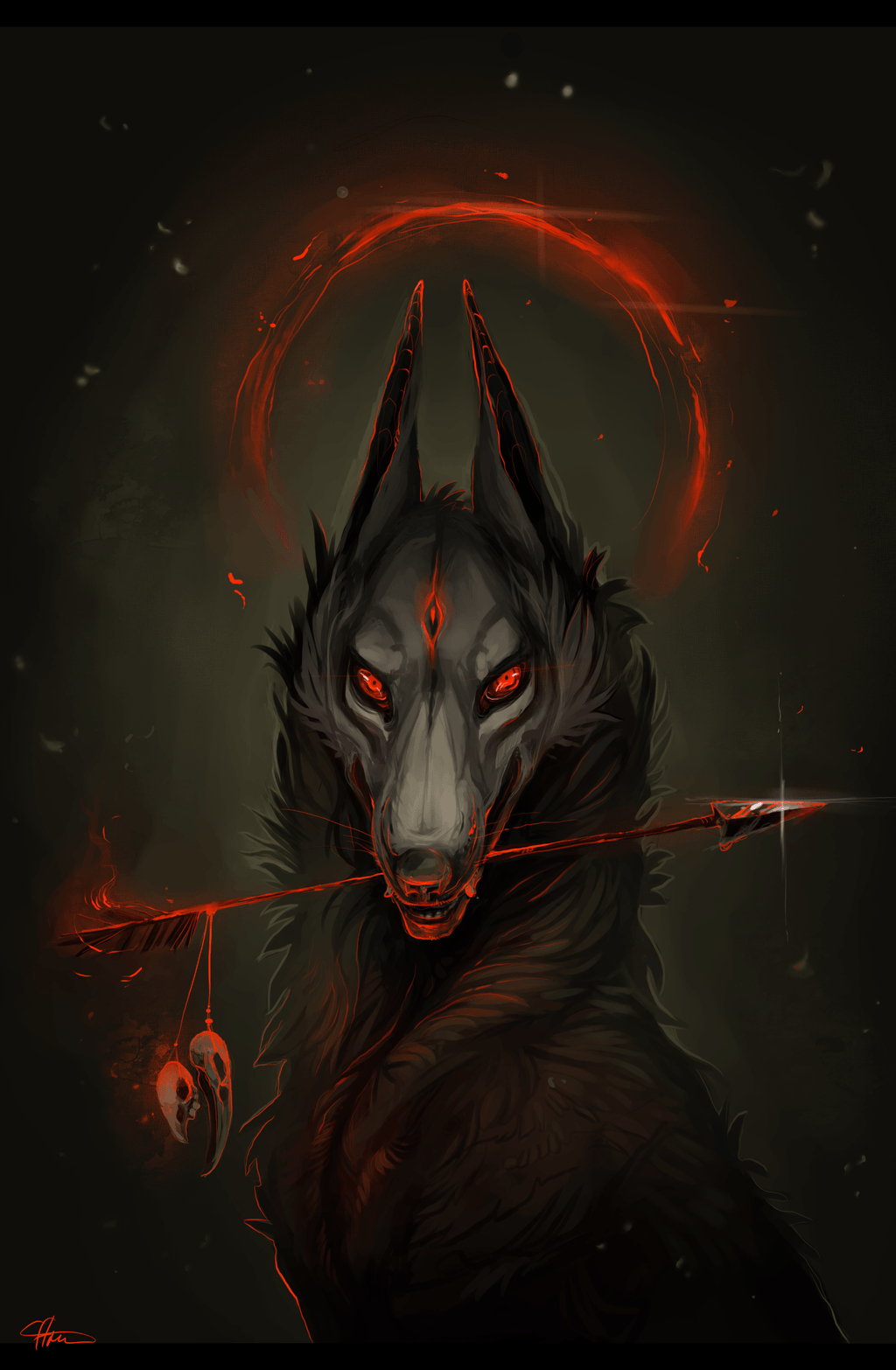 1030x1570 Dark Anime Wolf, Phone